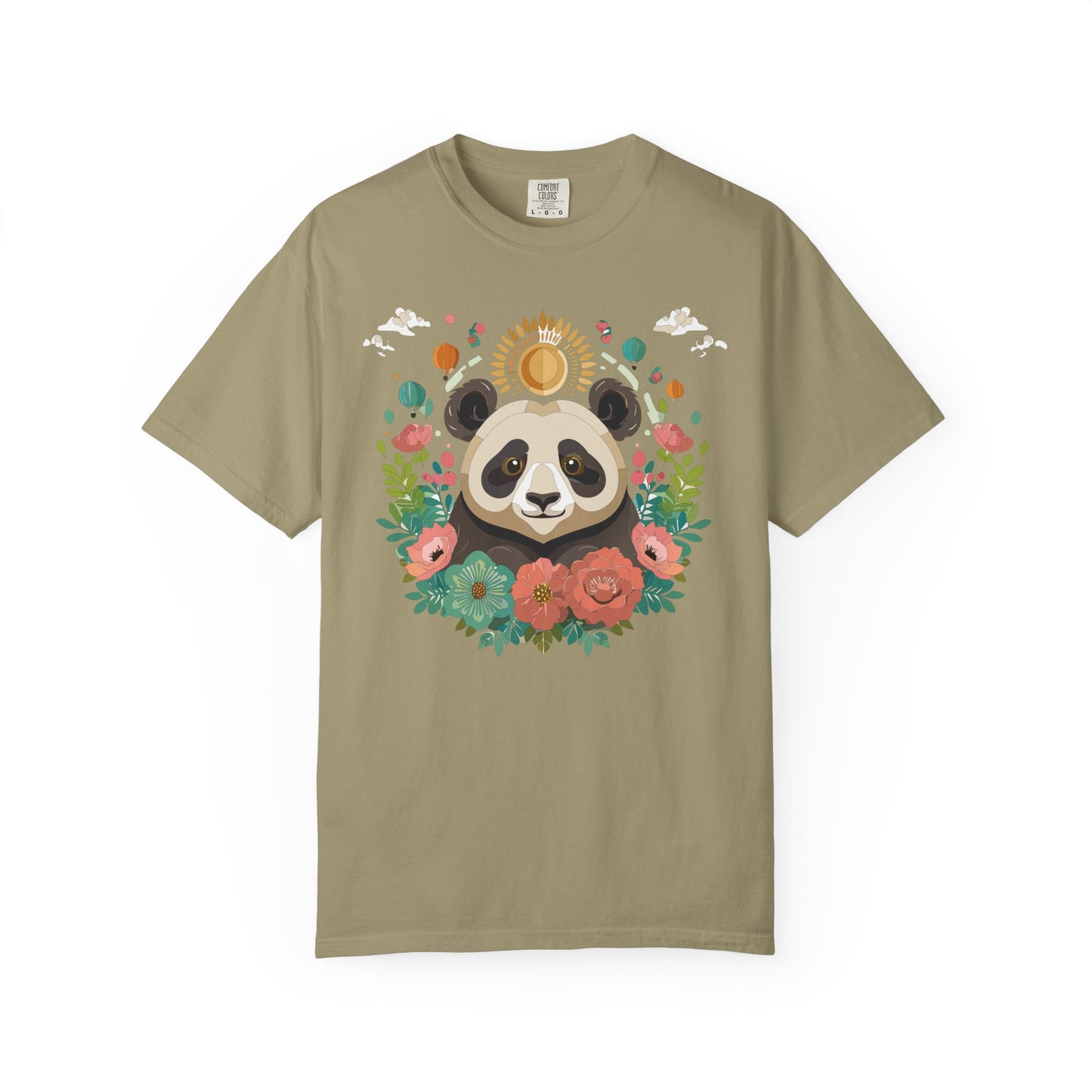 Panda Portrait T-Shirt Unisex Cotton Floral Chinese Graphic Circle Animal Art Tee p4