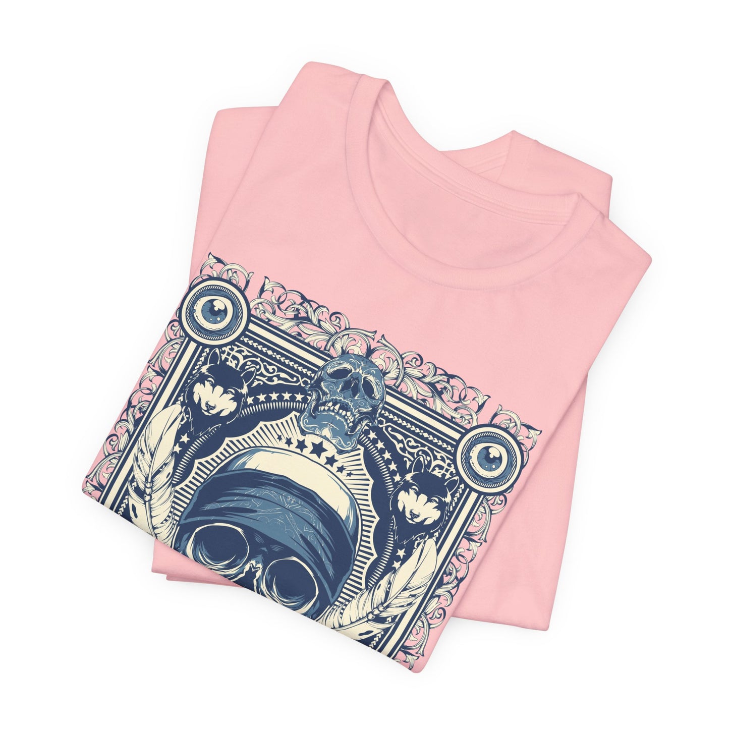Skull Crown Graphic Tee Vintage Ornate Skull Illustration Rock Band T-Shirt