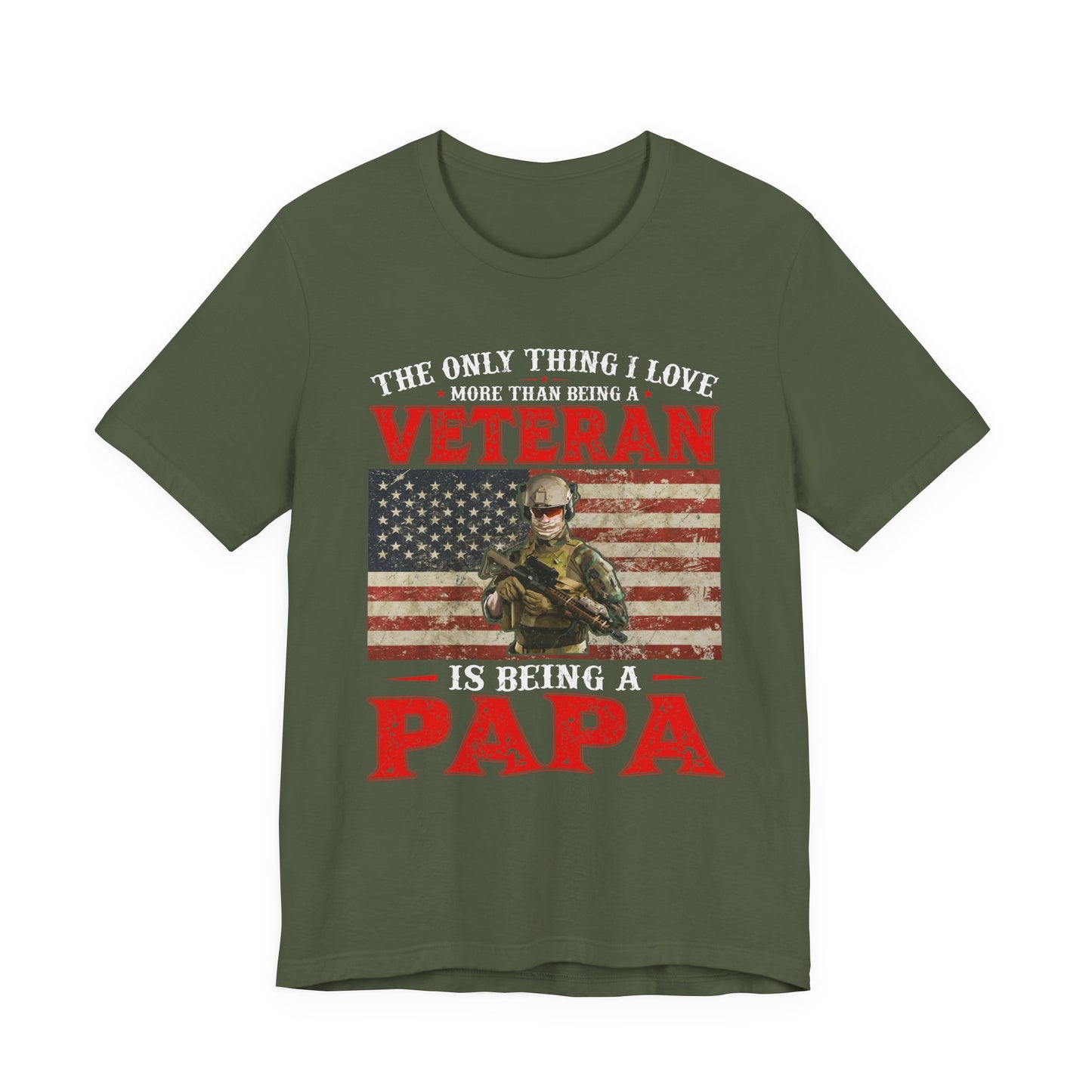 Veteran with American Flag Papa T-Shirt Military Grandpa Unisex Cotton Tee v30