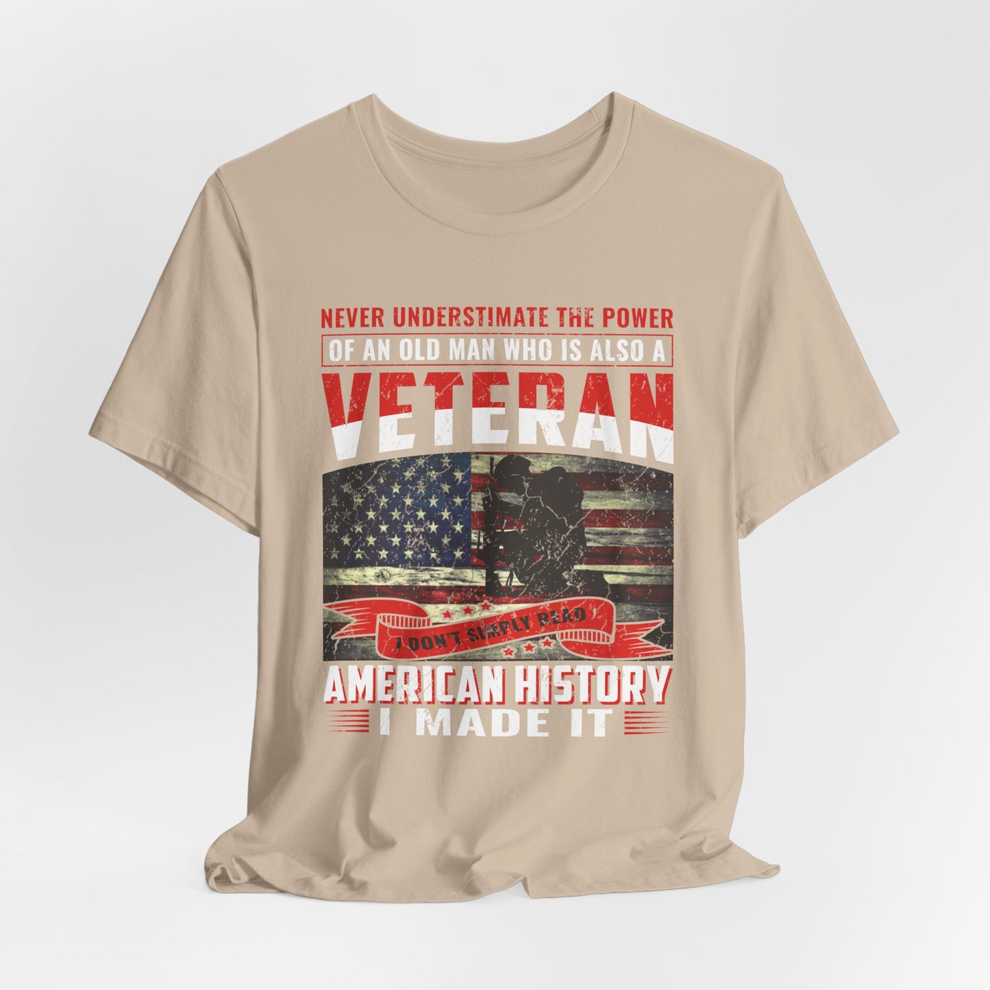 Veteran American flag T-Shirt I Made It Old Man Veteran Military Pride Unisex Cotton v32