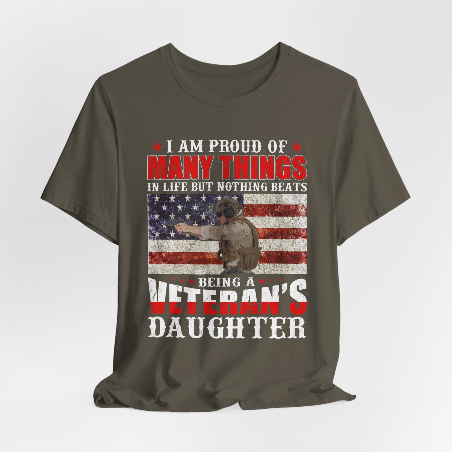 Veteran's Daughter T-Shirt American Flag Military Proud  Unisex Cotton Tee v28