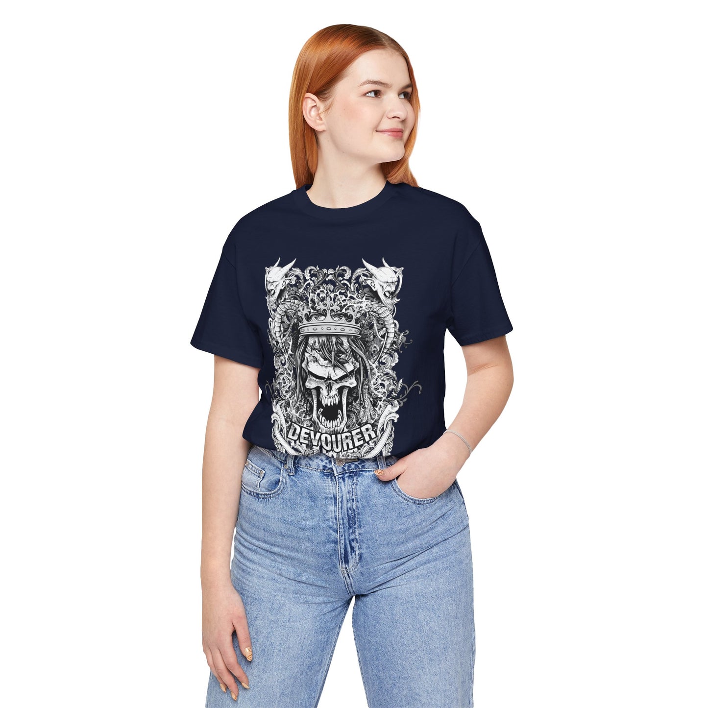 Gothic Skull Illustration Graphic Unisex Cotton T-Shirt r13