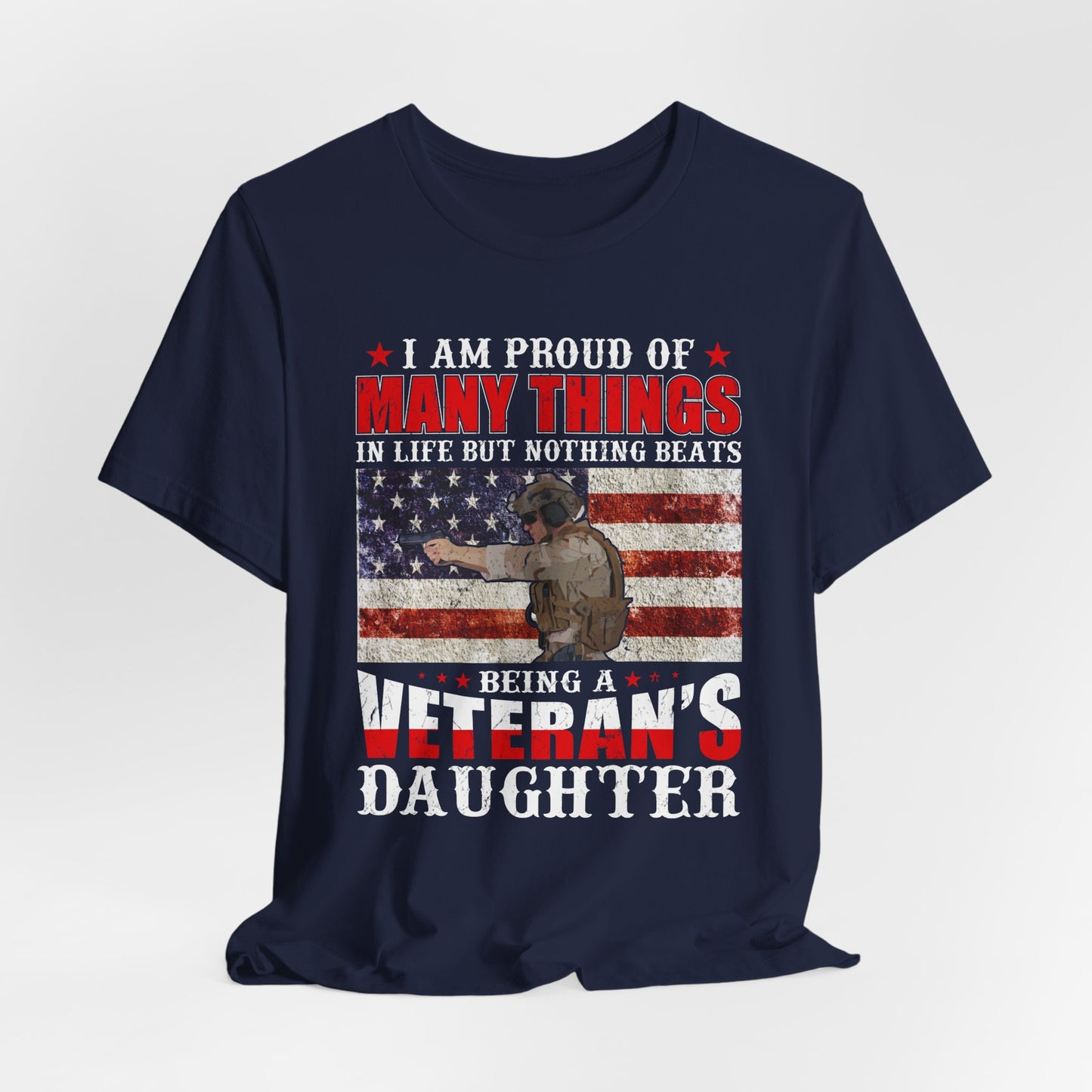 Veteran's Daughter T-Shirt American Flag Military Proud  Unisex Cotton Tee v28