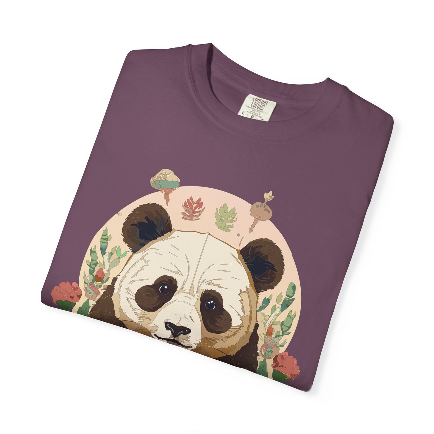 Panda Portrait T-Shirt Unisex Cotton Floral Chinese Graphic Circle Animal Art Tee p2
