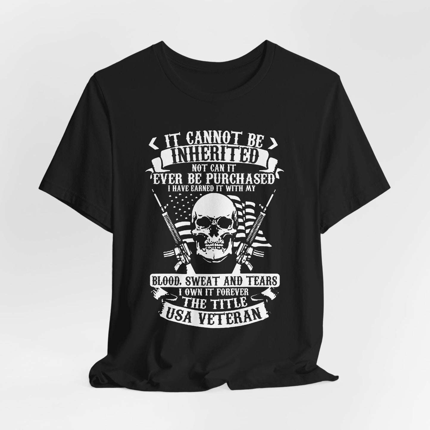 USA Veteran skull flag crossed rifles T-Shirt Military pride Unisex Cotton tee v54