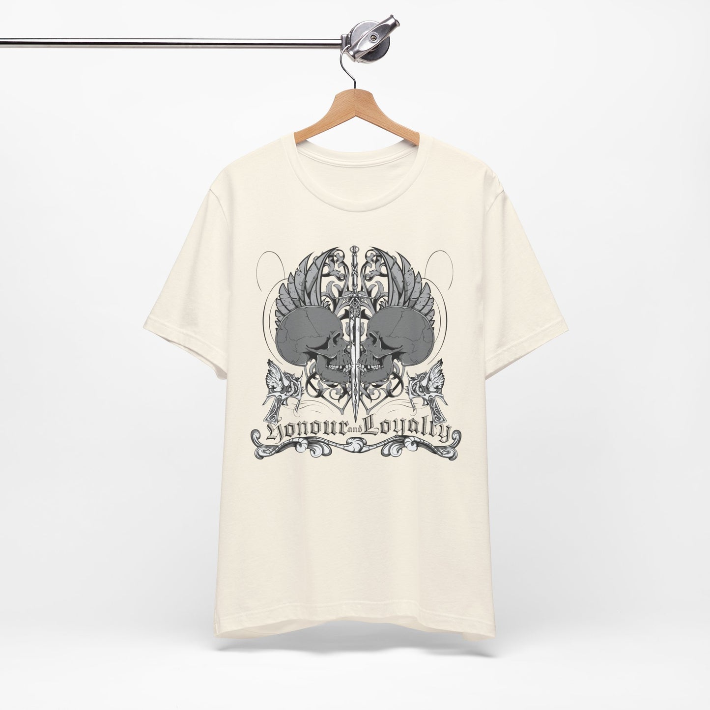 Honor Loyalty crest tee Gothic heraldry skulls wings emblem Art-48