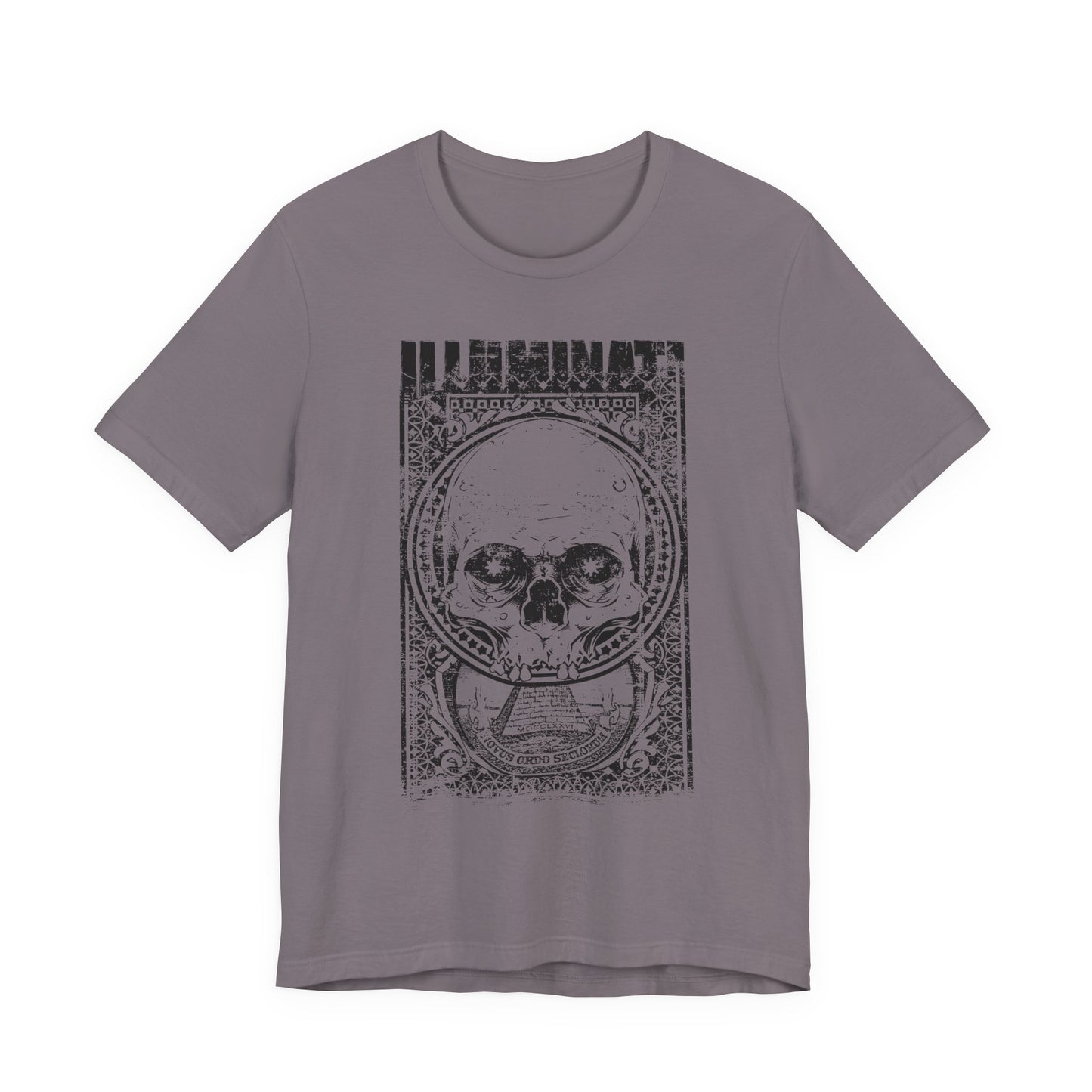 Skull Circle Graphic T-Shirt Vintage Etching Illustration Art Design Tee A-9
