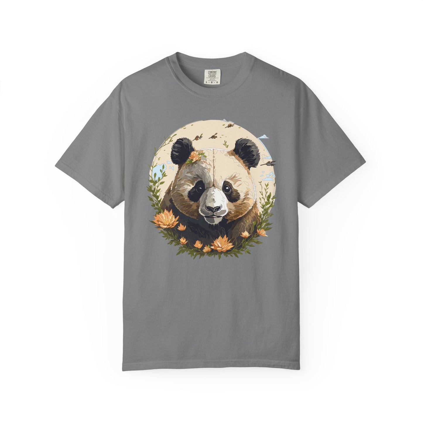 Panda Portrait T-Shirt Unisex Cotton Floral Meadow Circle Animal Art Tee p9