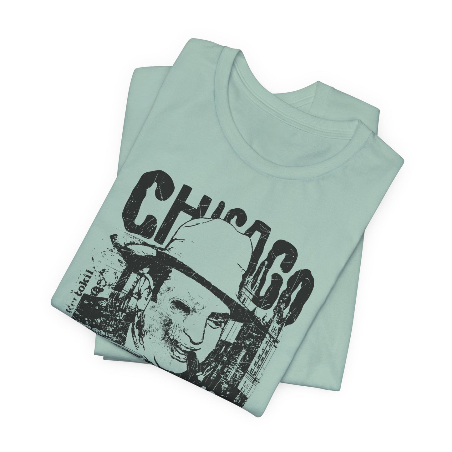 Chicago Retro Mobster Illustration Tee Vintage Car Cityscape Art Design T-Shirt A-8