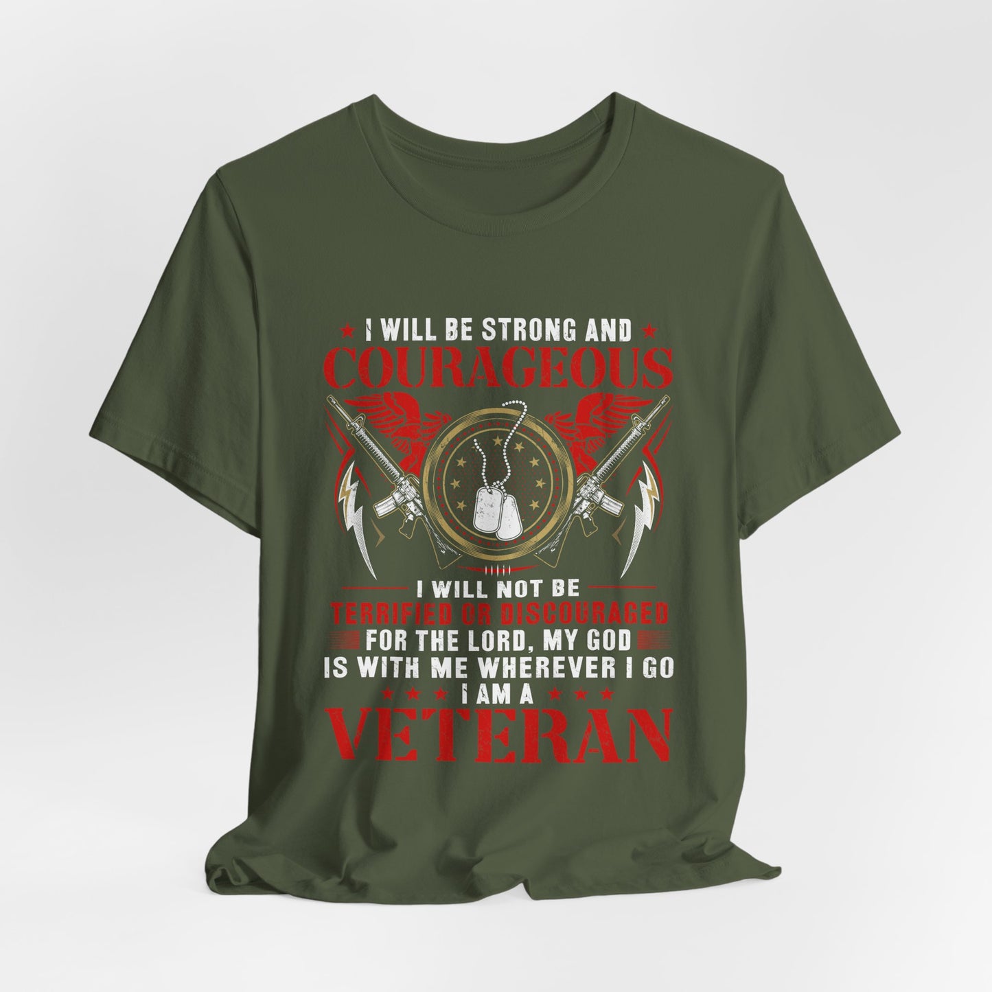 Courageous Veteran Prayer Tee Military Dog Tags Unisex Cotton T-Shirt v37