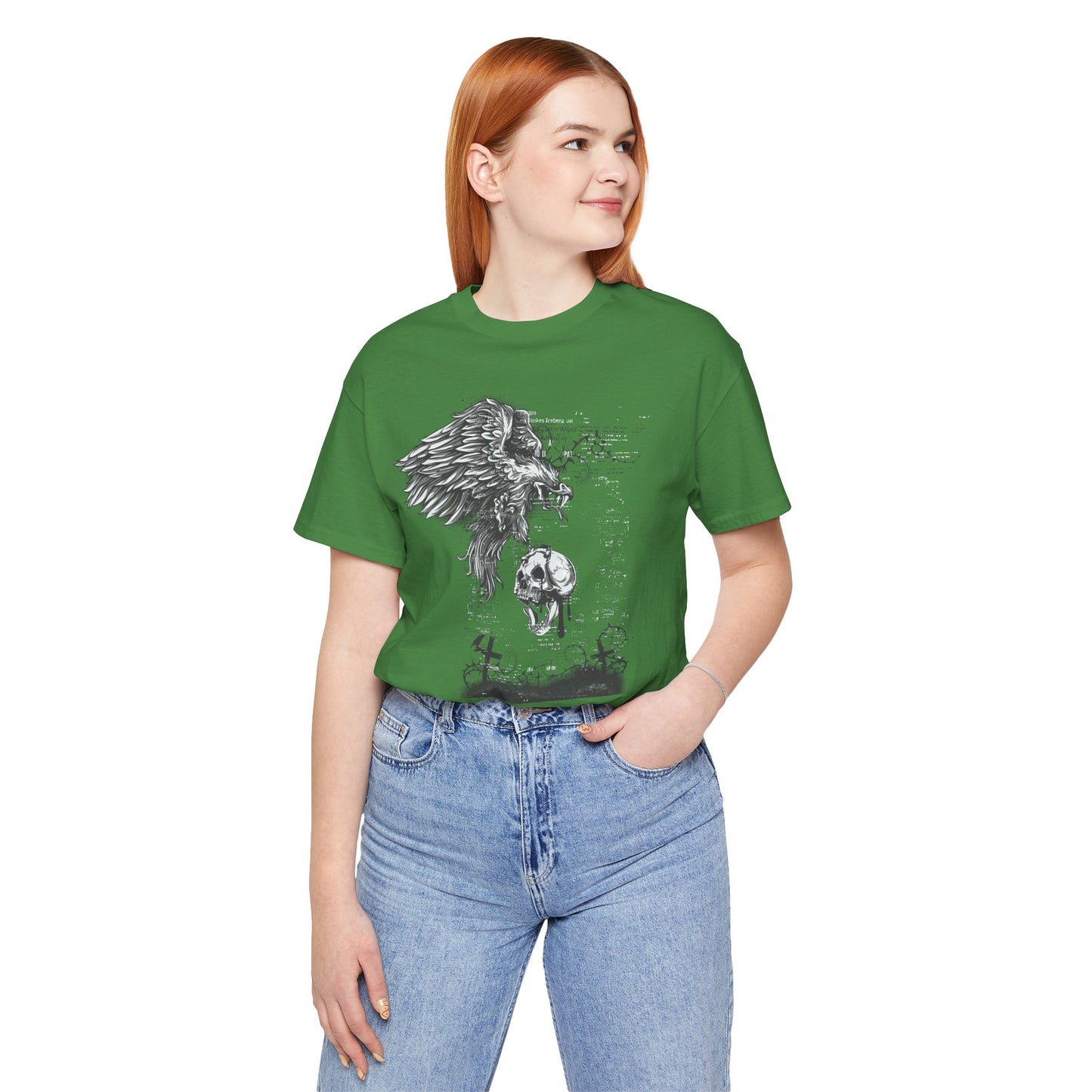 Raven and Skull Illustration Graphic Unisex Cotton T-Shirt r19