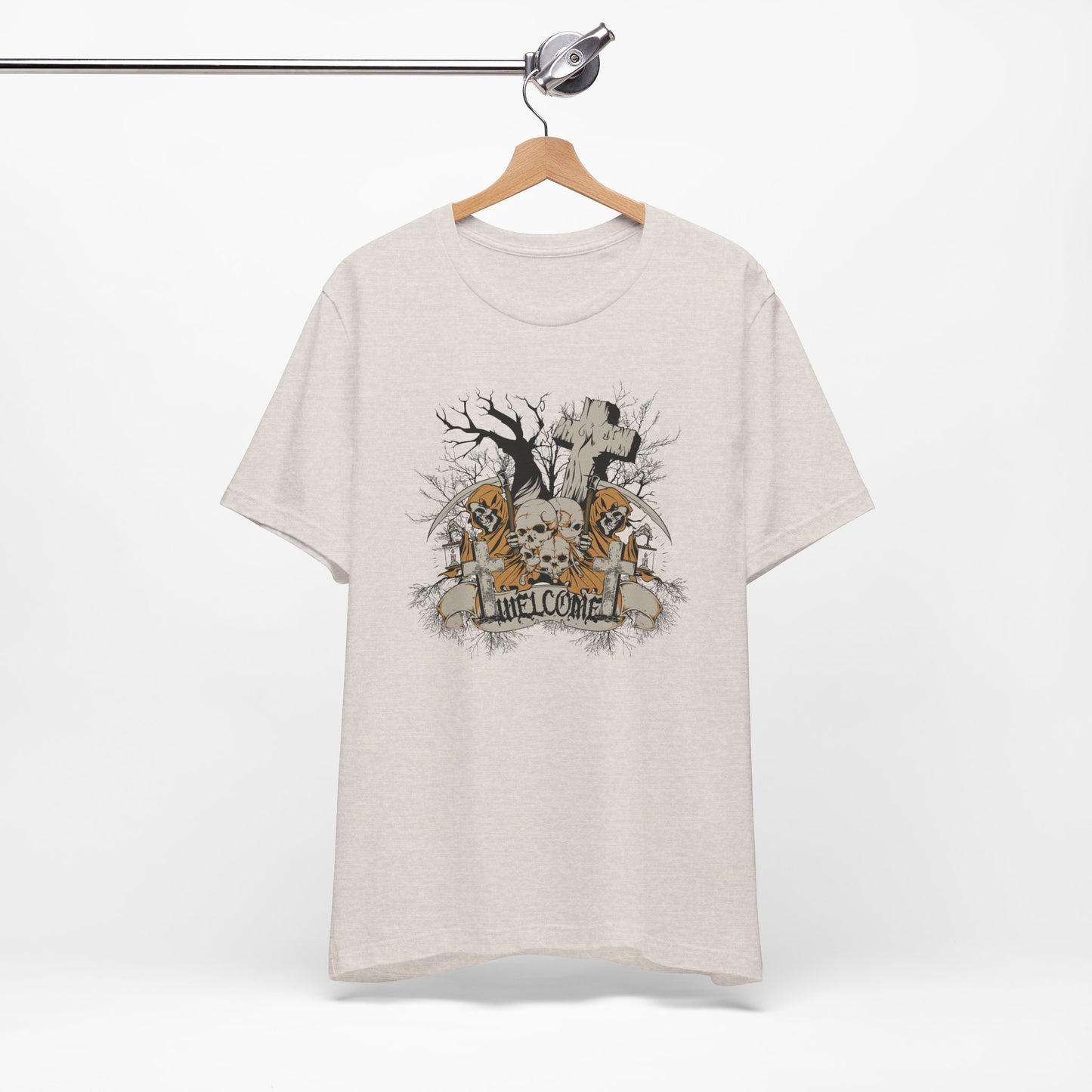 Skull Halloween Graphic Design Unisex Cotton T-Shirt Art-50