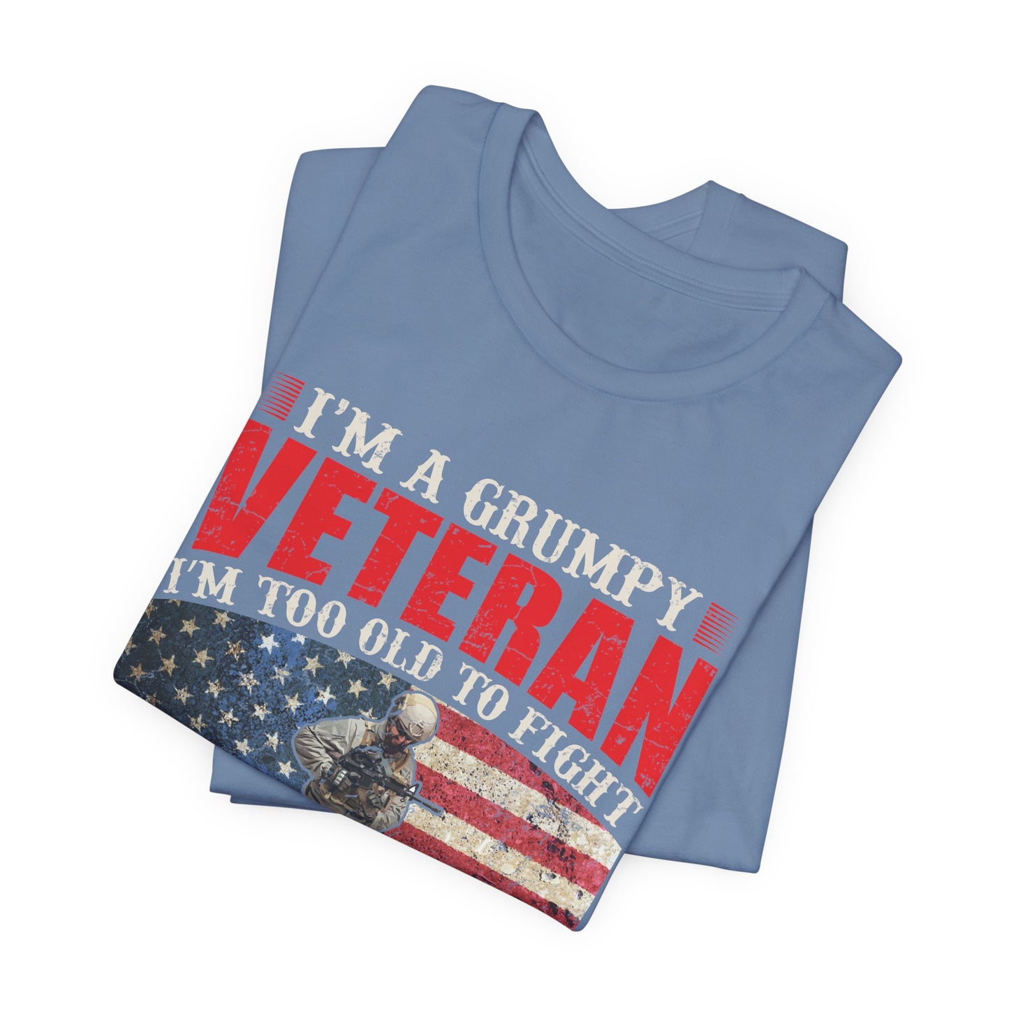 Grumpy Veteran Flag graphic Tee Veteran Patriotic Unisex Cotton Shirt v38