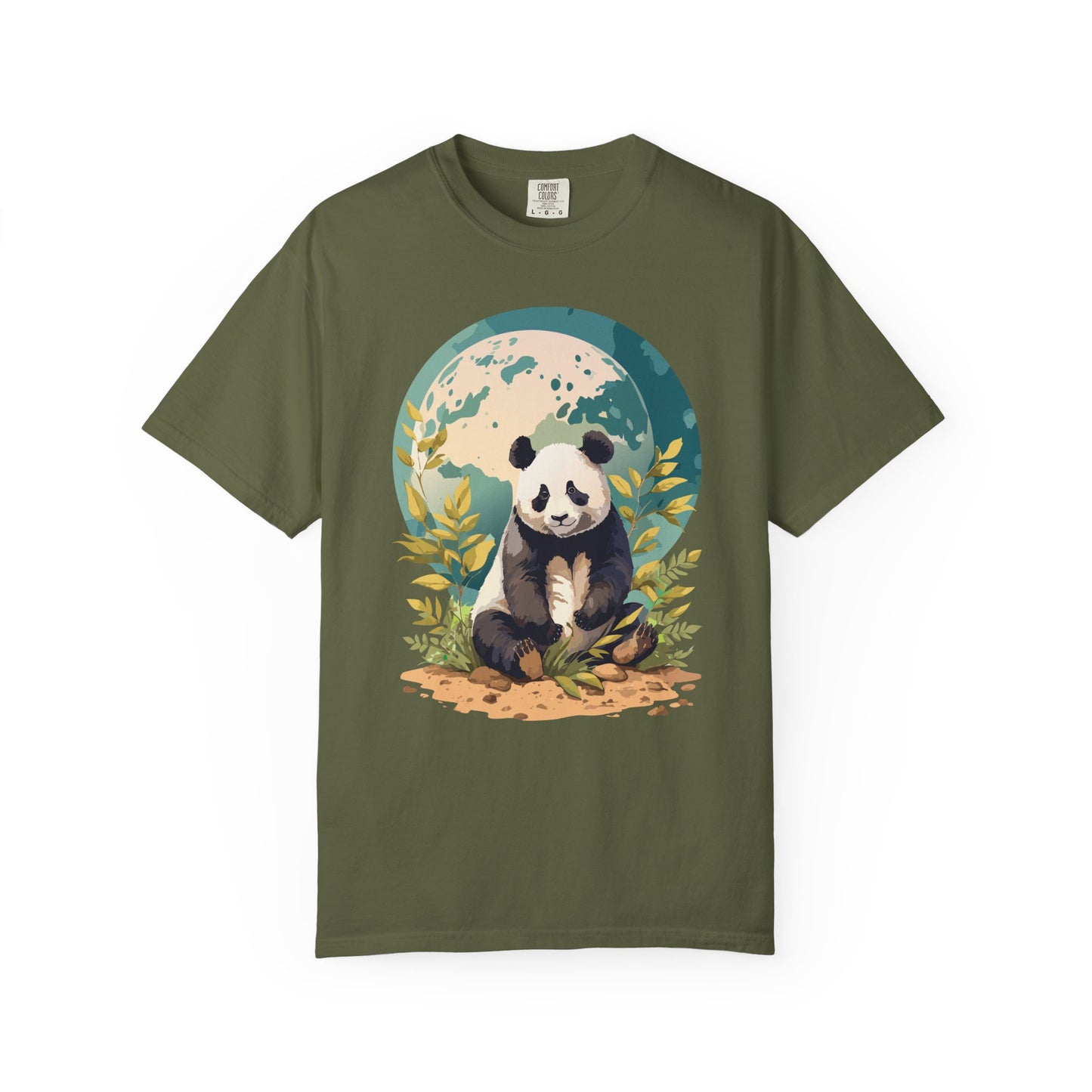 Panda Portrait T-Shirt Unisex Cotton Floral Chinese Graphic Circle Animal Art Tee pp6