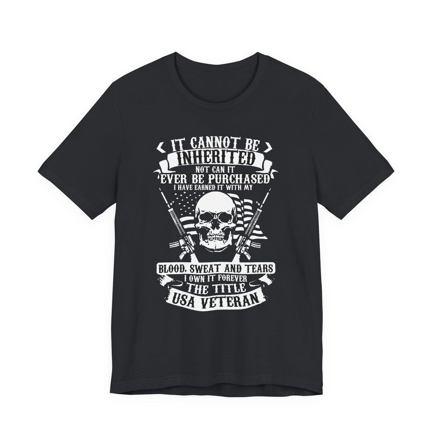 USA Veteran skull flag crossed rifles T-Shirt Military pride Unisex Cotton tee v54