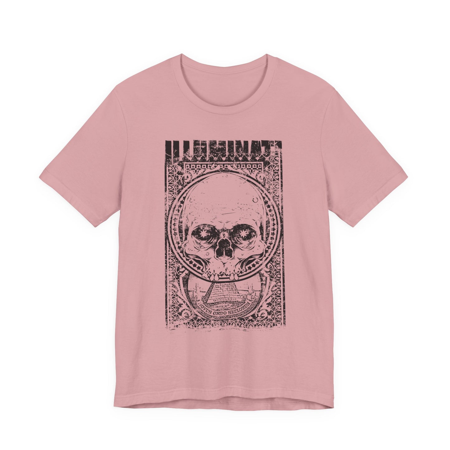 Skull Circle Graphic T-Shirt Vintage Etching Illustration Art Design Tee A-9