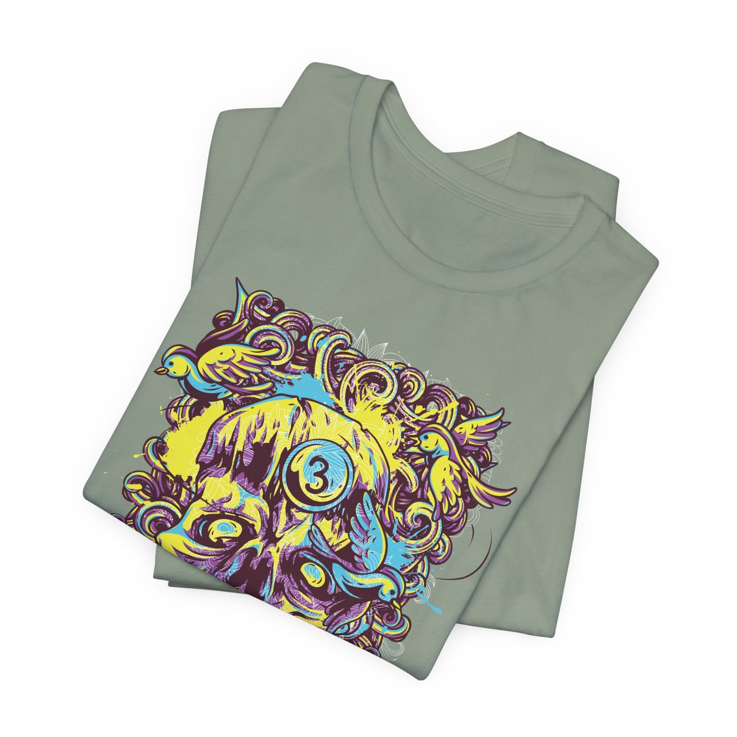 Colorful Skull Illustration Graphic Unisex Cotton T-Shirt r41
