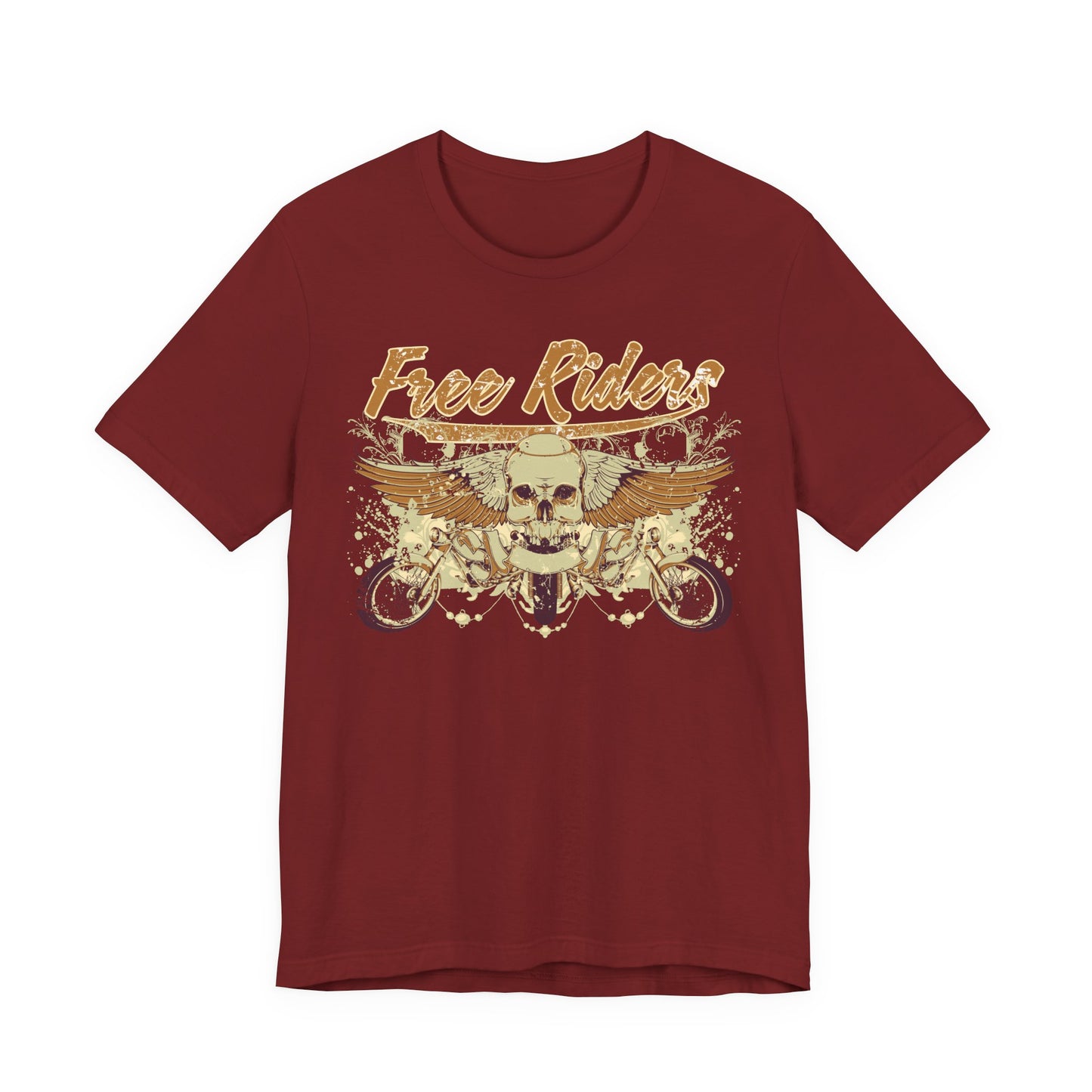 Free Riders Skull Motorcycle Tee Biker Graphic Art Design T-Shirt A-1