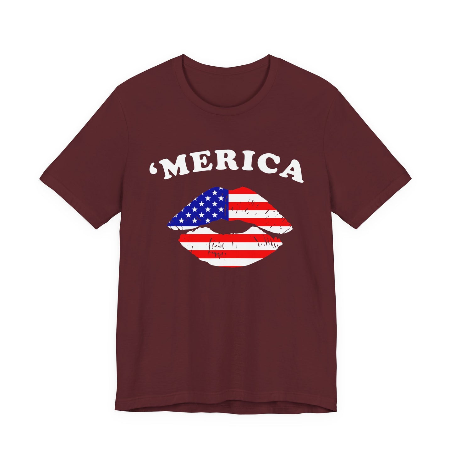 American Flag Lip Graphic Unisex Cotton T-Shirt a9