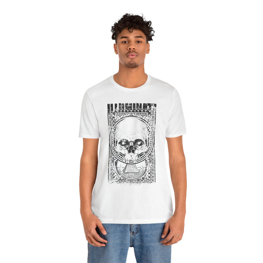 Skull Circle Graphic T-Shirt Vintage Etching Illustration Art Design Tee A-9