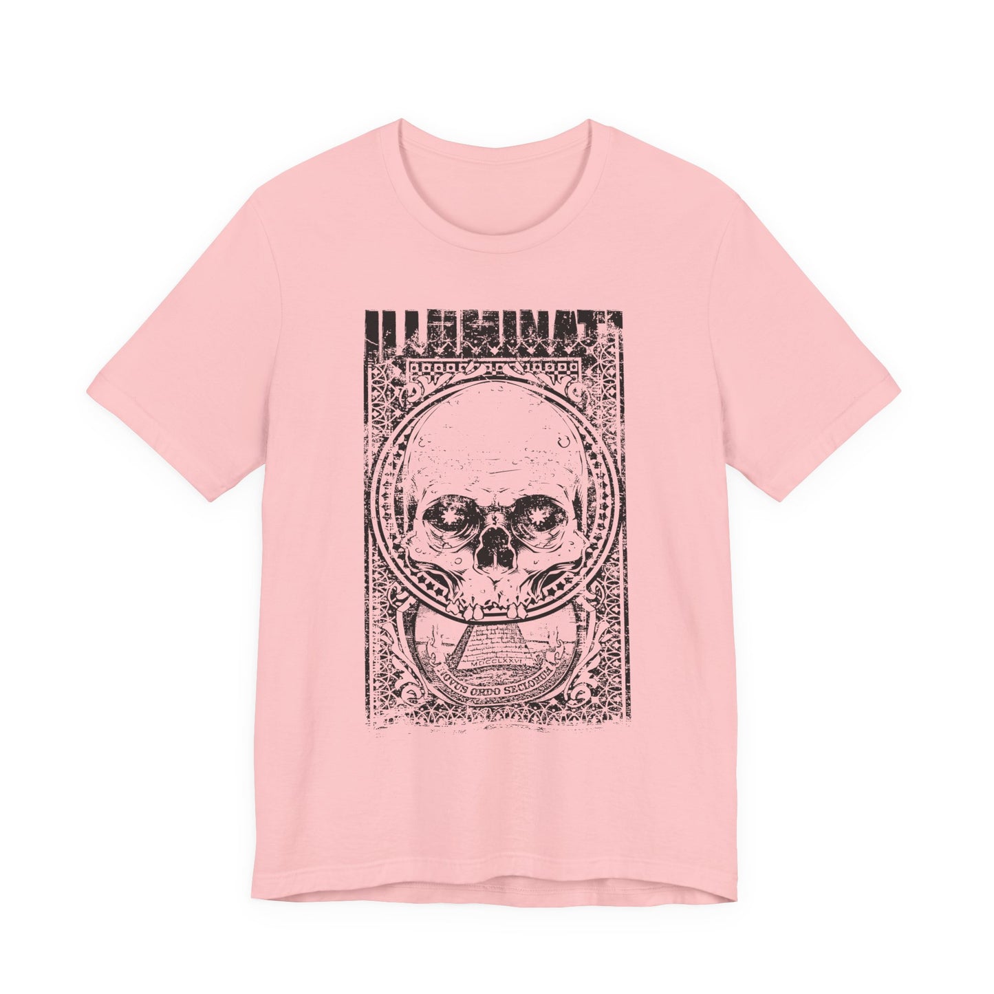 Skull Circle Graphic T-Shirt Vintage Etching Illustration Art Design Tee A-9