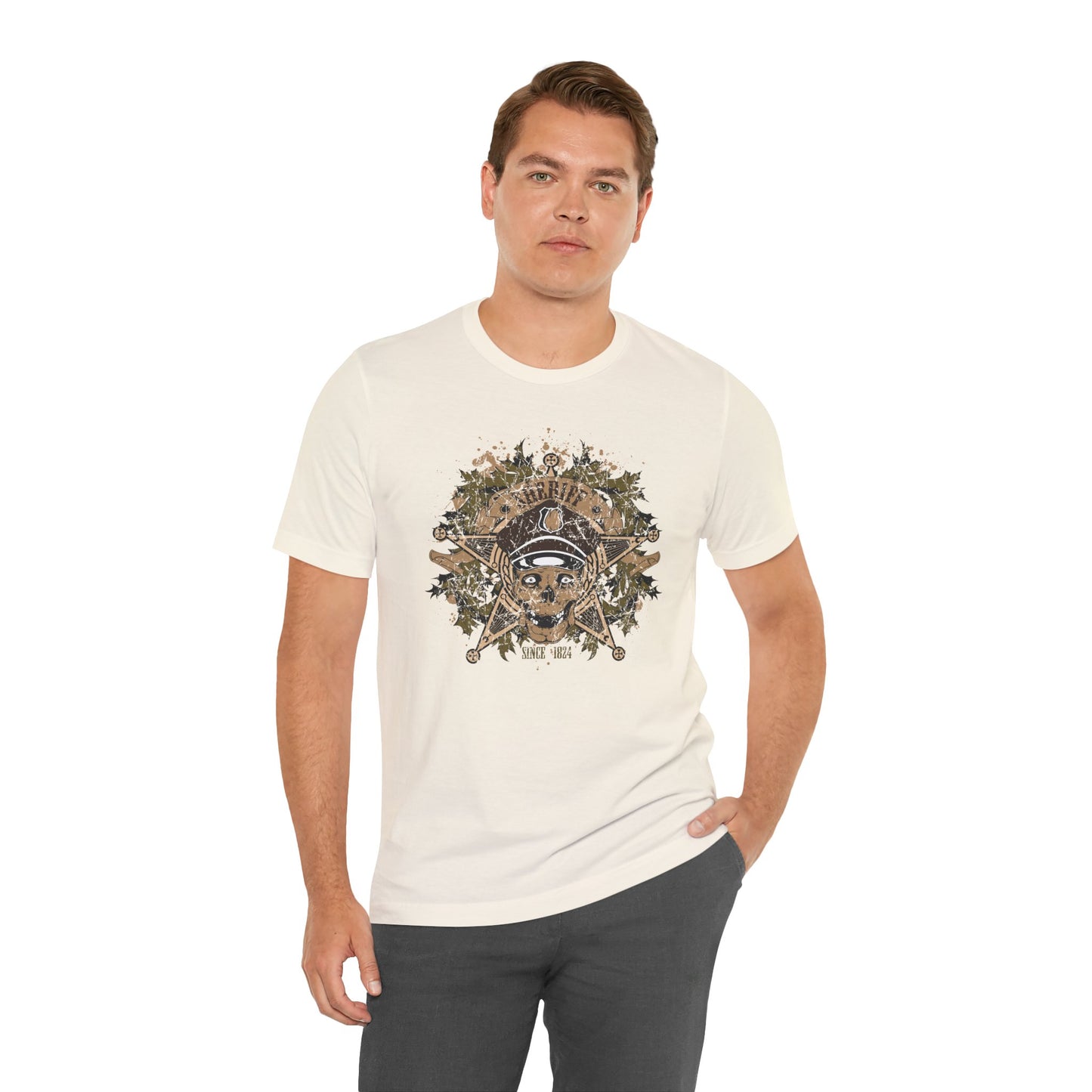 Skull Floral Emblem Graphic Unisex Cotton Tee Art-45