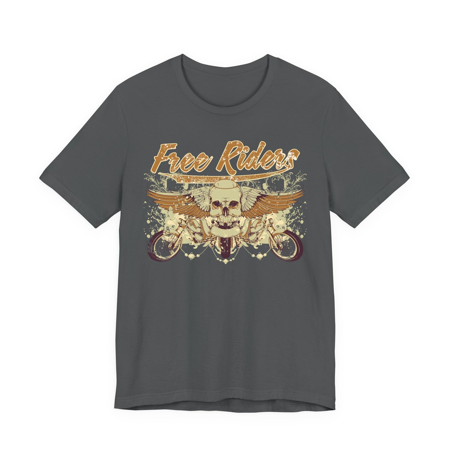 Free Riders Skull Motorcycle Tee Biker Graphic Art Design T-Shirt A-1