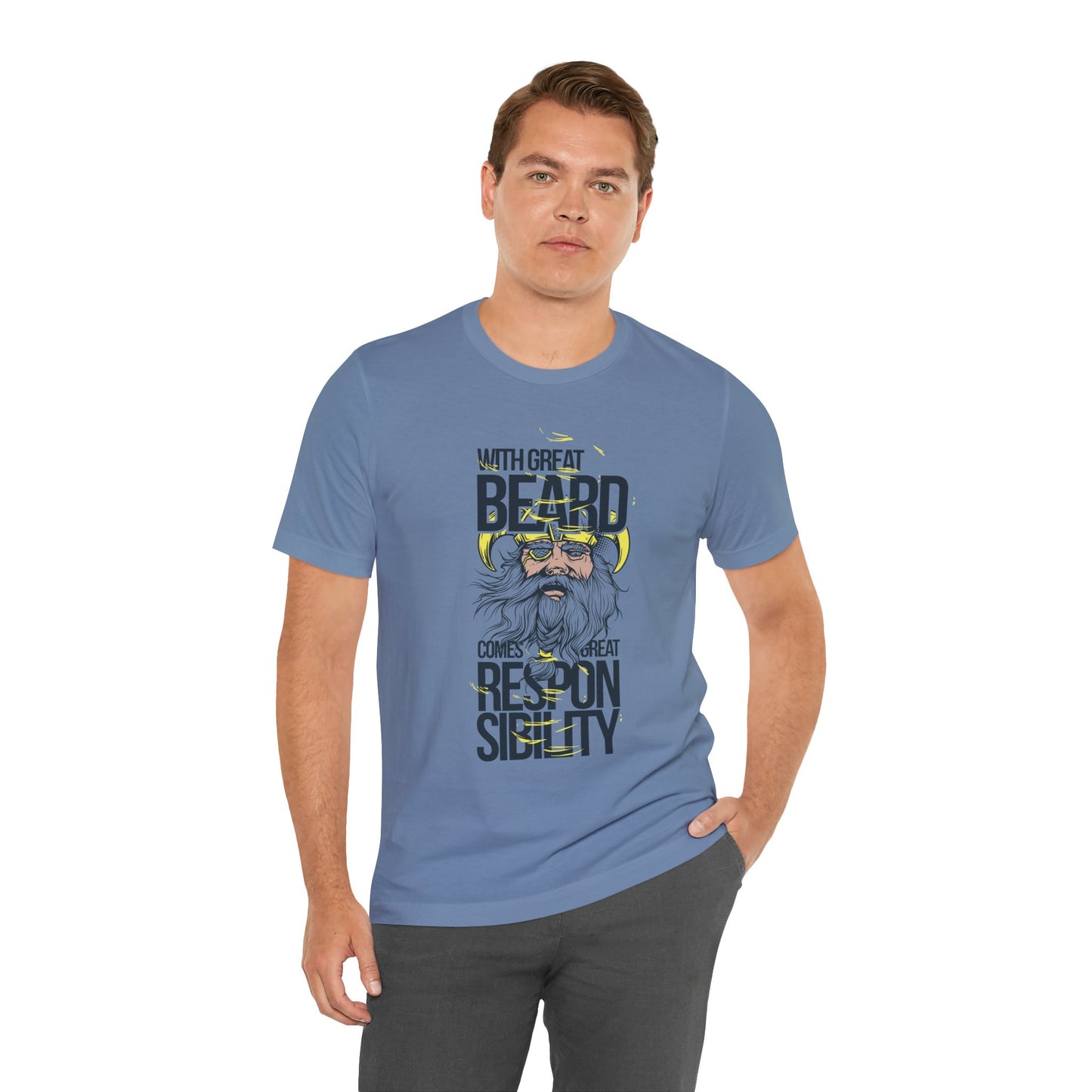 With Great Beard Comes Great Responsibility Tee Viking Beard Graphic Shirt A-2