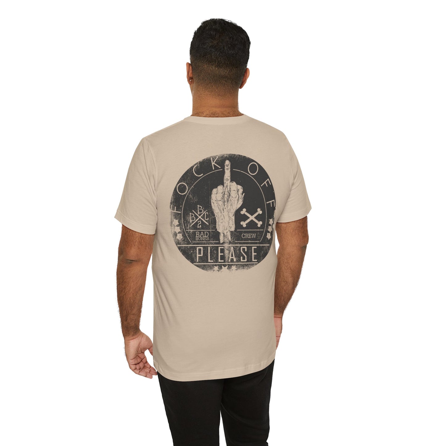 Fk Off Please tee Graphic Middle Finger Skull Design T-Shirt A-11