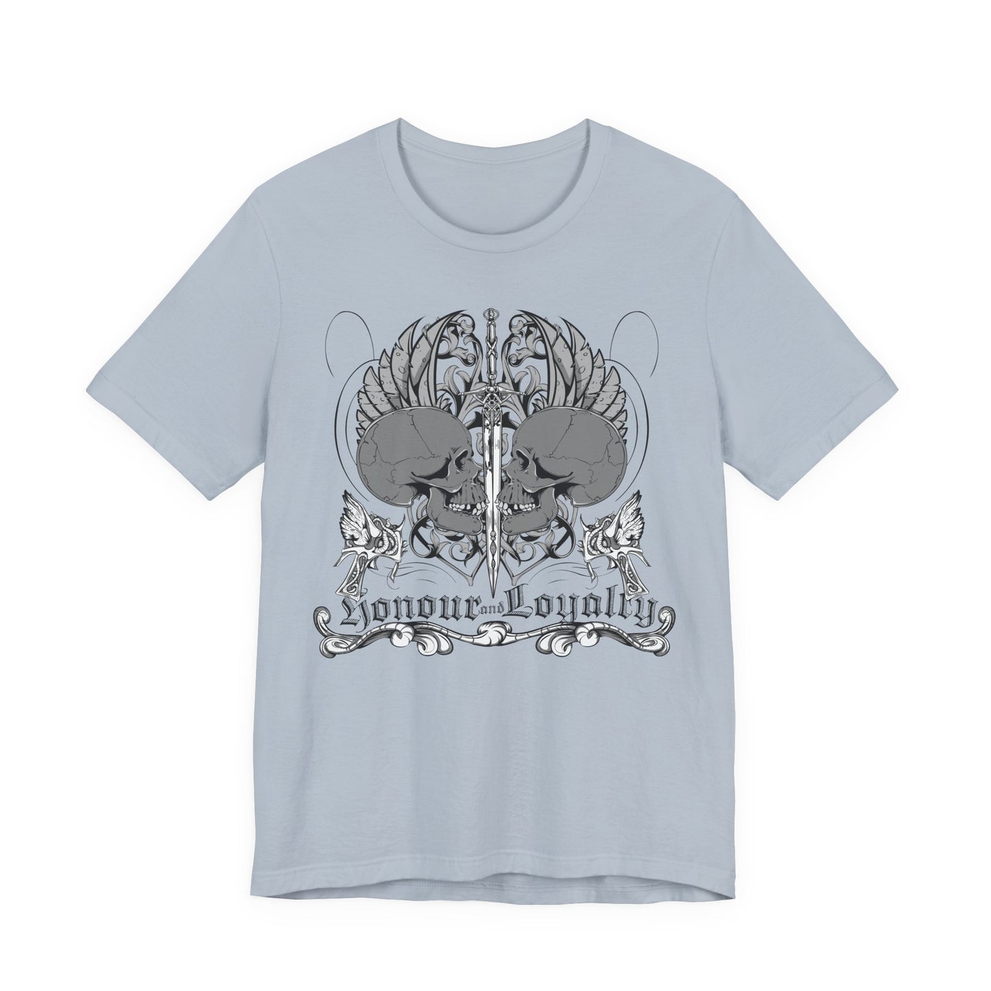 Honor Loyalty crest tee Gothic heraldry skulls wings emblem Art-48