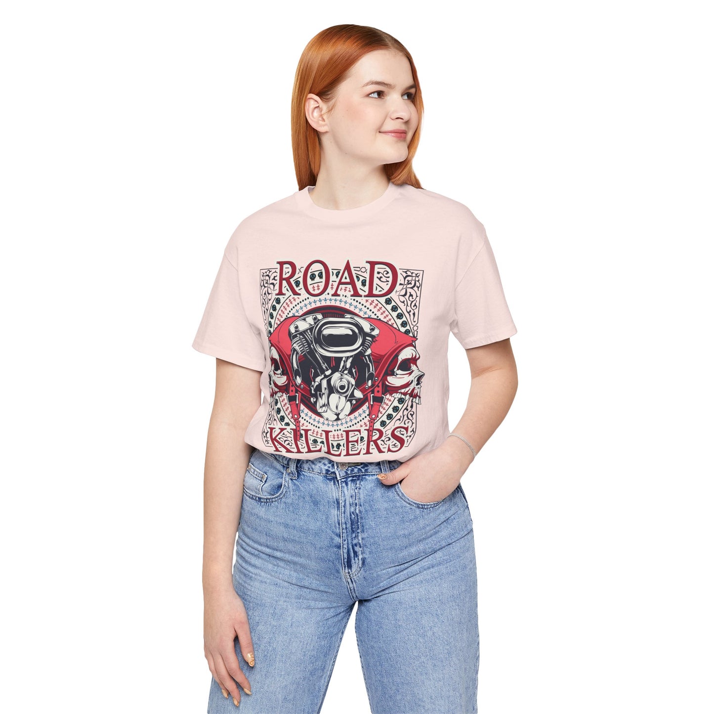 Dark Road Motorcycle Helmet Skull Tee Biker graphic t-shirt G-1