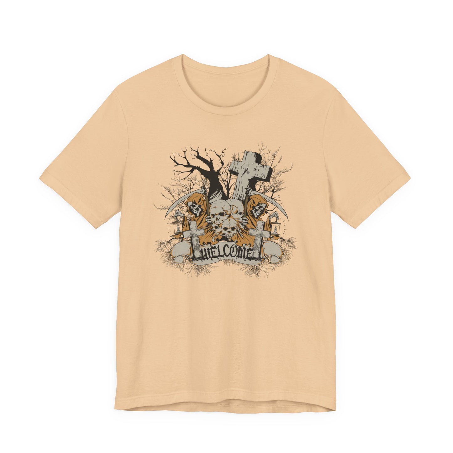 Skull Halloween Graphic Design Unisex Cotton T-Shirt Art-50