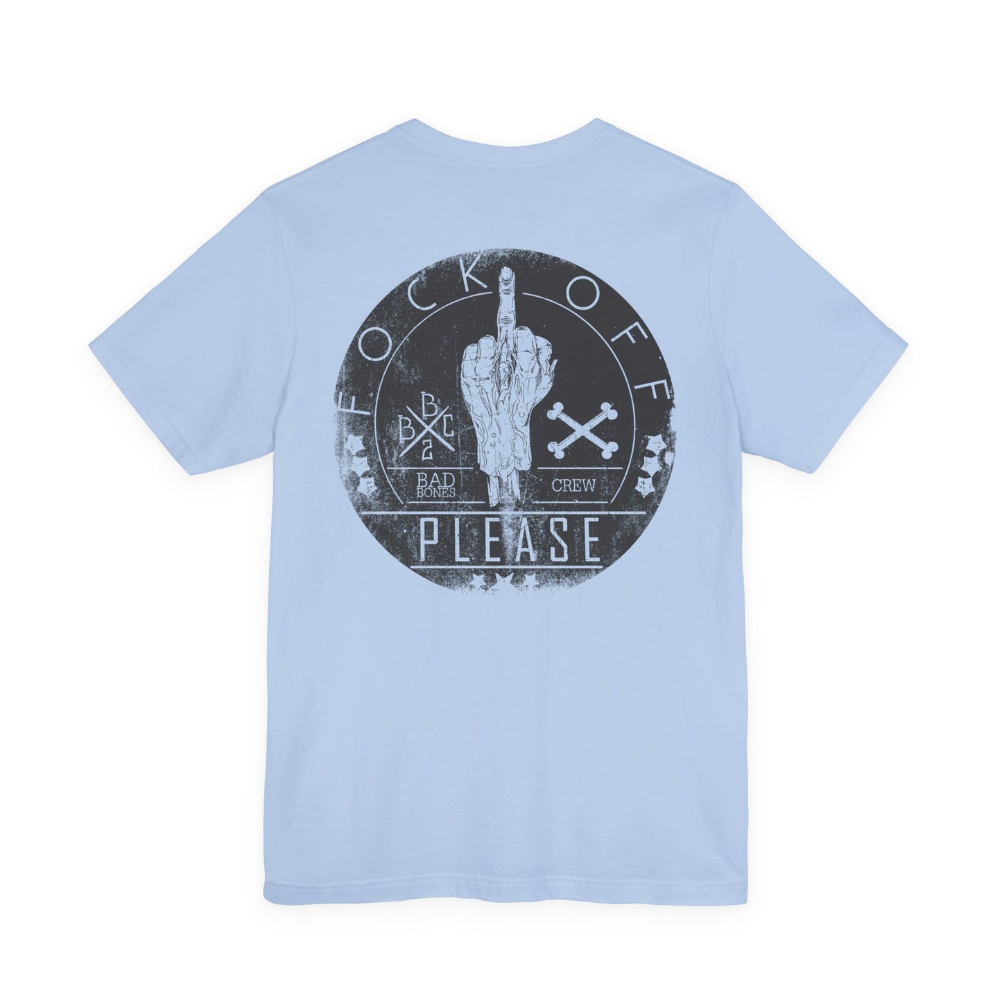 Fk Off Please tee Graphic Middle Finger Skull Design T-Shirt A-11