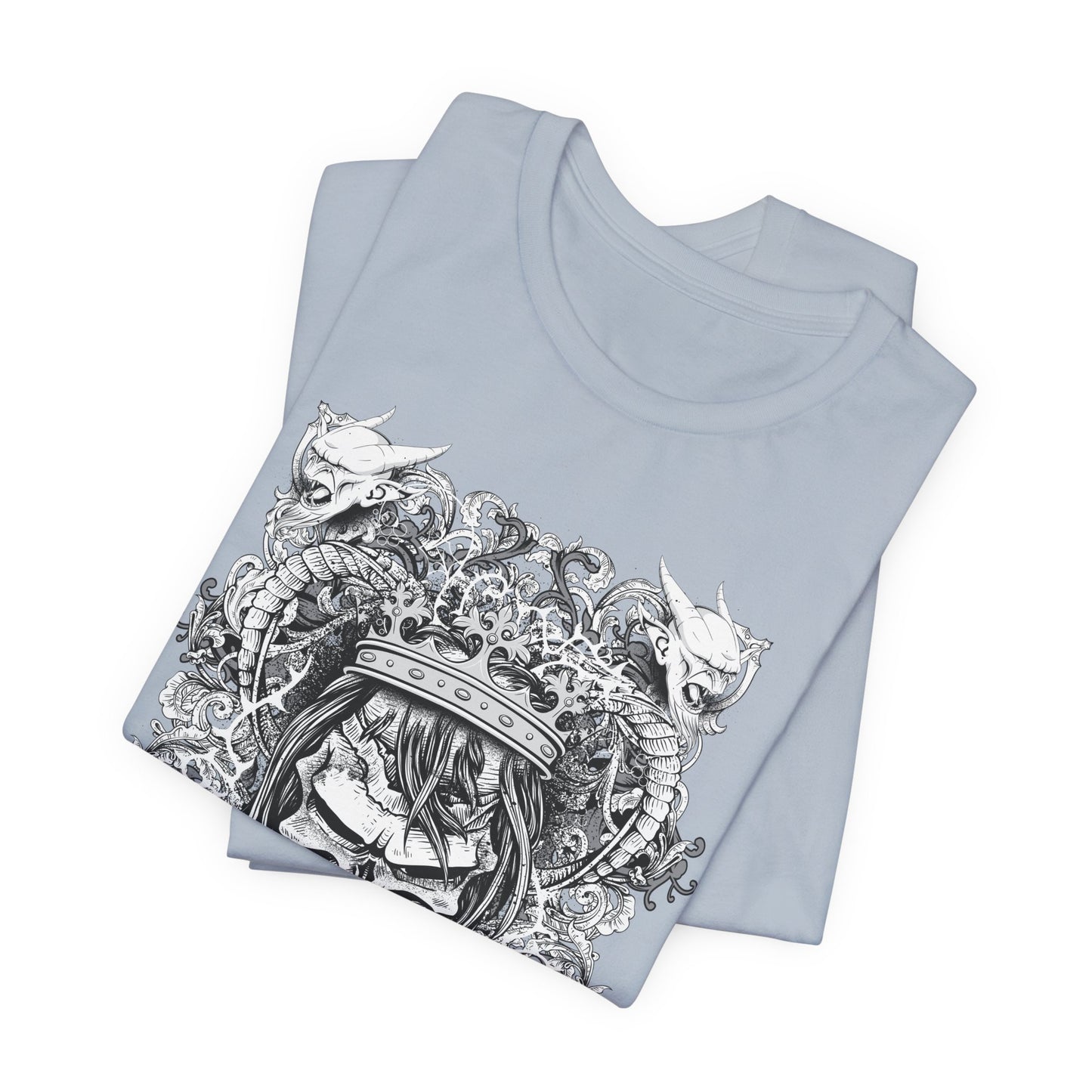 Gothic Skull Illustration Graphic Unisex Cotton T-Shirt r13
