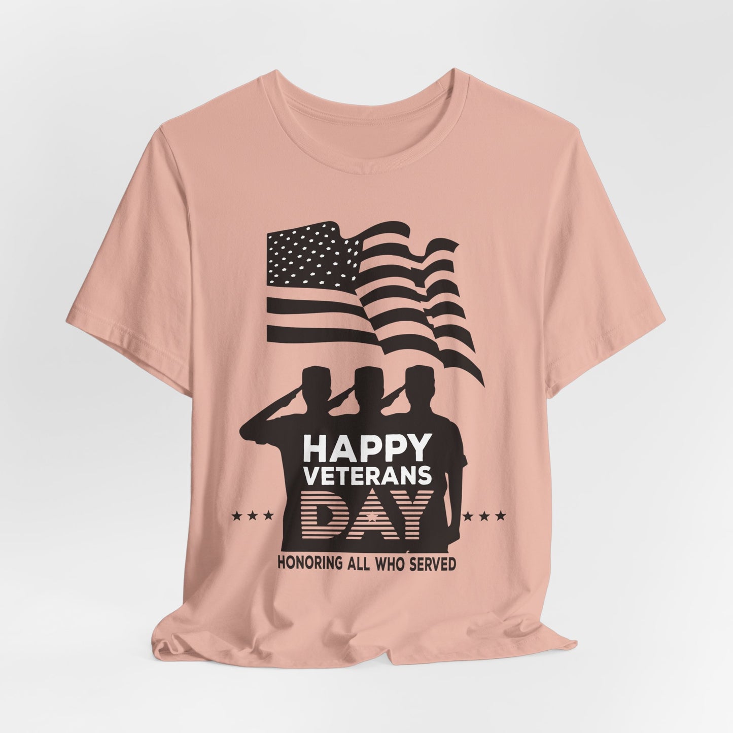 Happy Veterans Day saluting soldiers T-Shirt Patriotic American flag Unisex Cotton v51