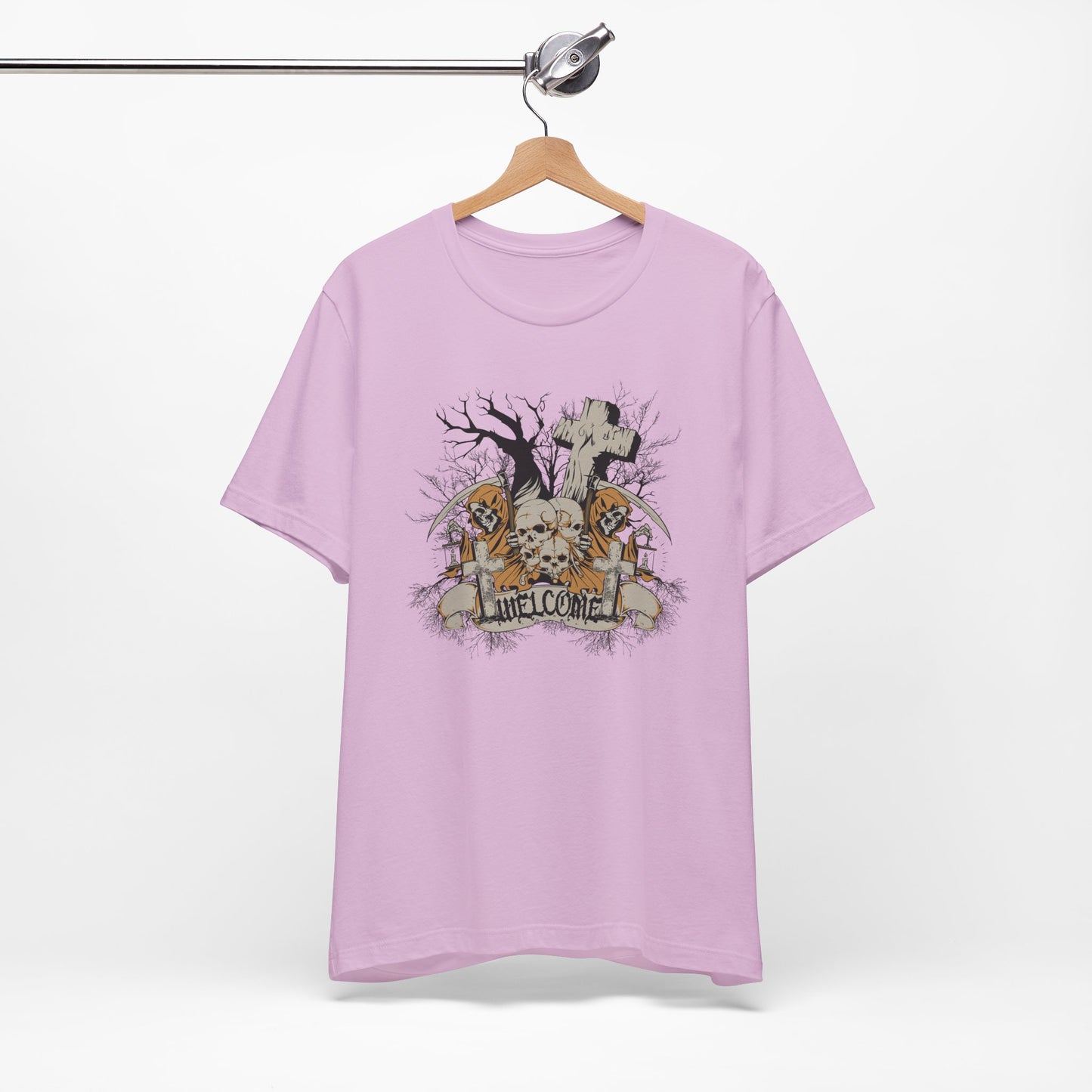 Skull Halloween Graphic Design Unisex Cotton T-Shirt Art-50