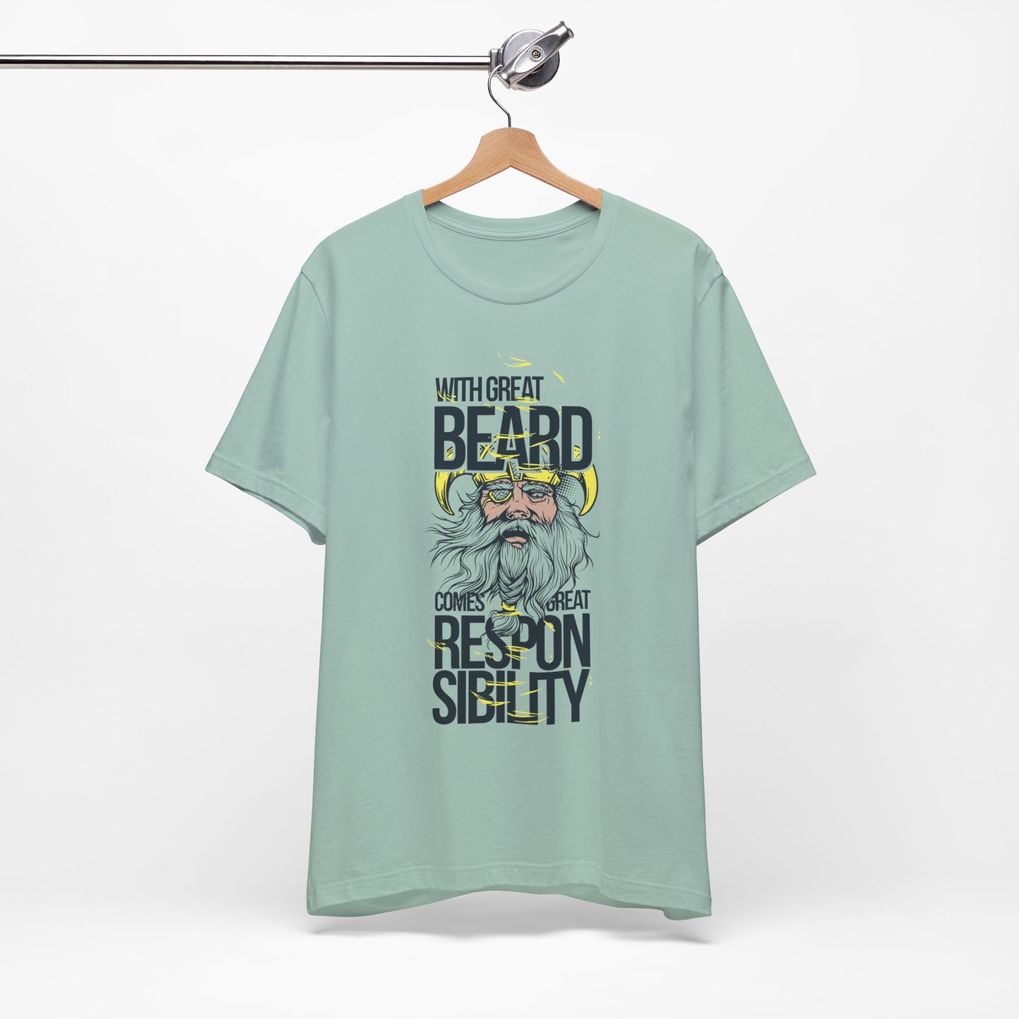 With Great Beard Comes Great Responsibility Tee Viking Beard Graphic Shirt A-2