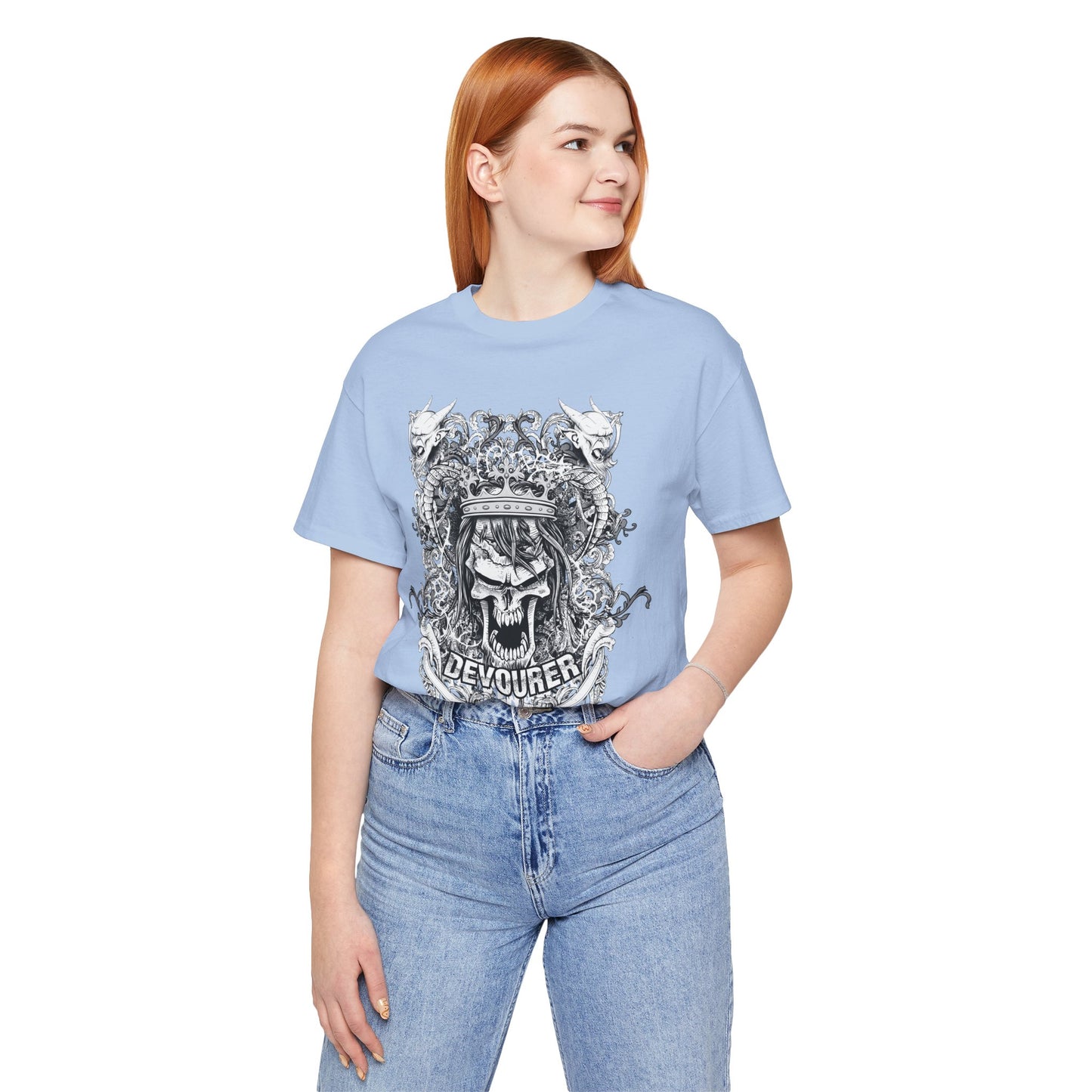 Gothic Skull Illustration Graphic Unisex Cotton T-Shirt r13