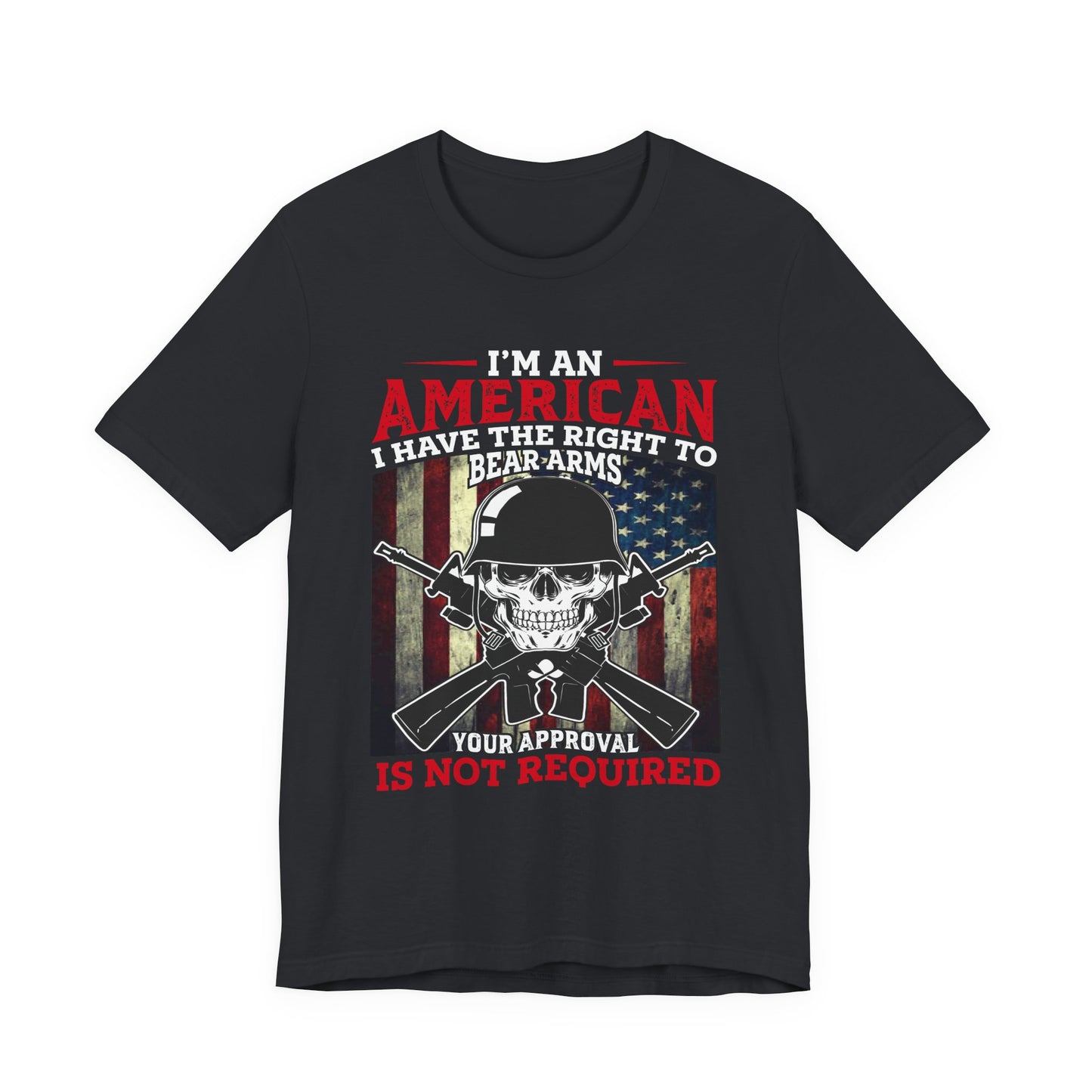 American Skull with Guns T-Shirt 2nd Amendment Flag Unisex Cotton Tee v29