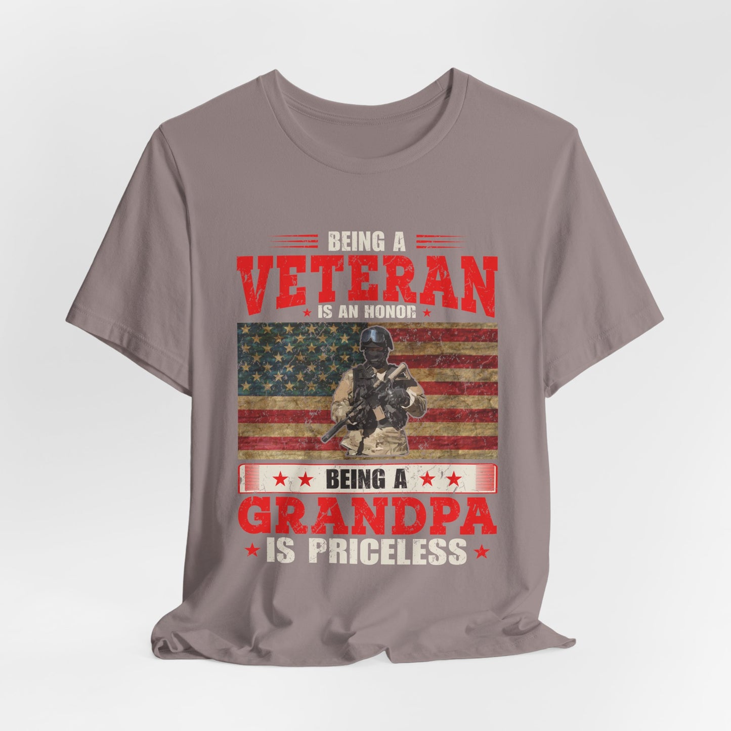 Veteran Grandpa T-Shirt American Flag Soldier Grandpa Unisex Cotton Tee v34