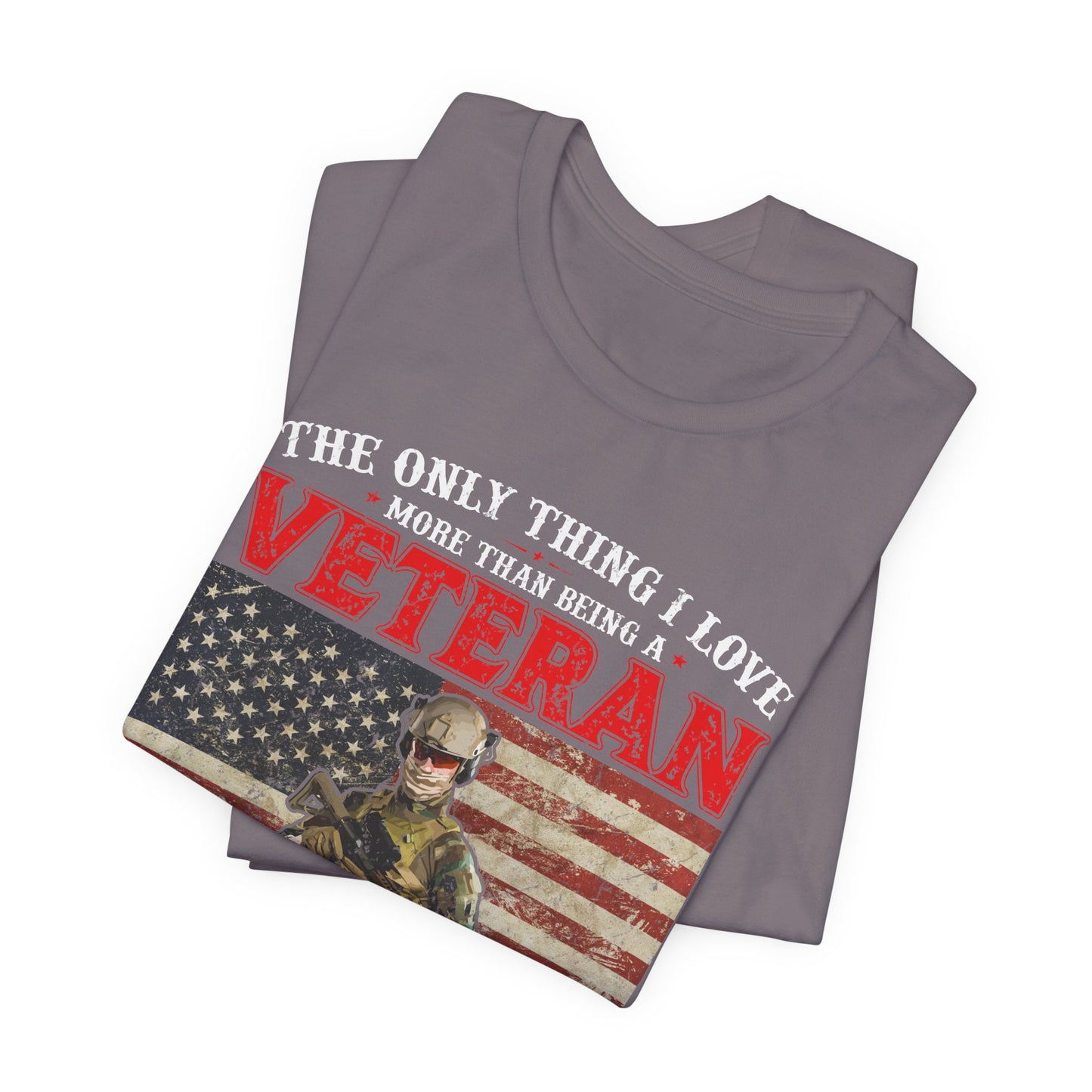 Veteran with American Flag Papa T-Shirt Military Grandpa Unisex Cotton Tee v30