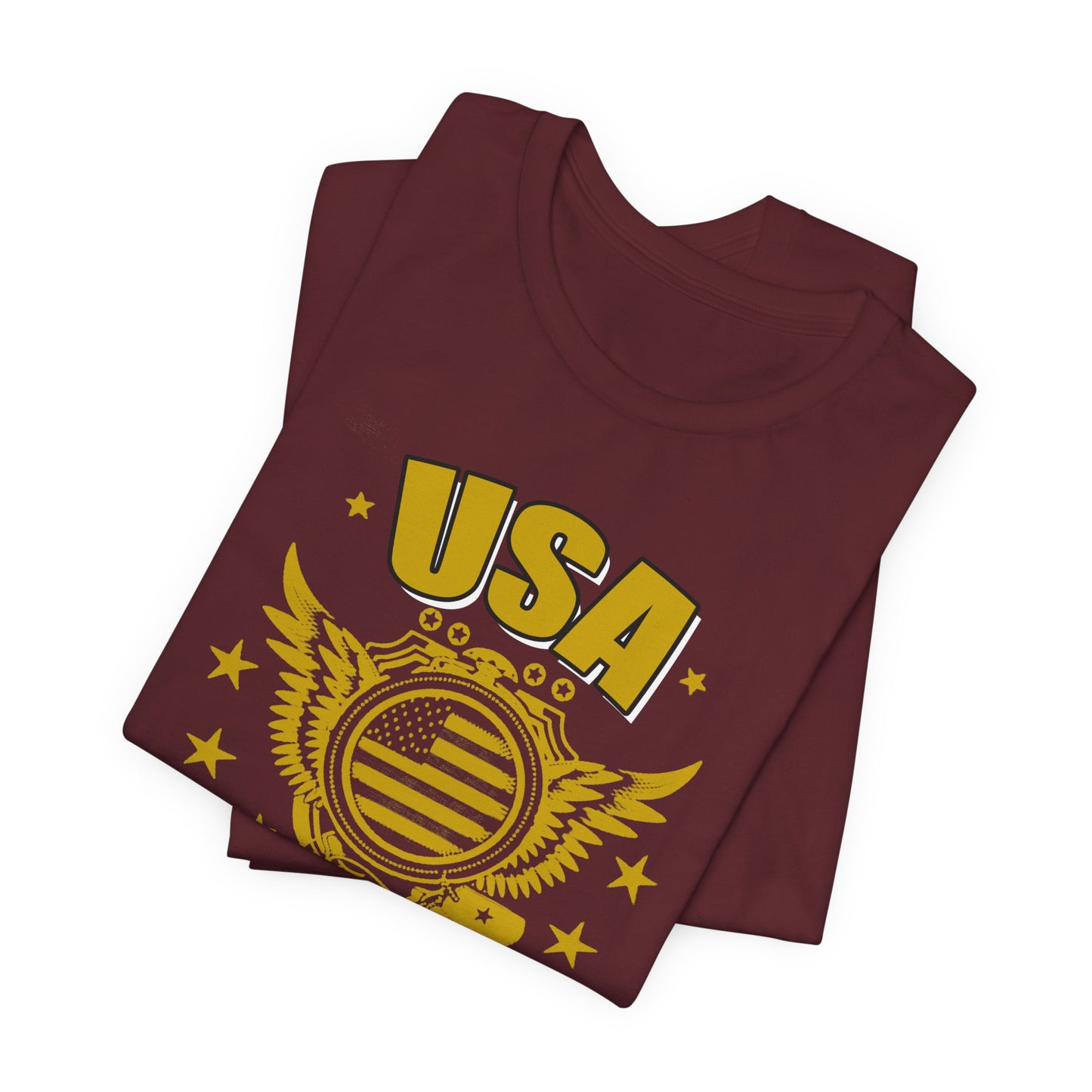 USA Veteran T-Shirt Military Emblem Winged Badge Stars Unisex Cotton v59