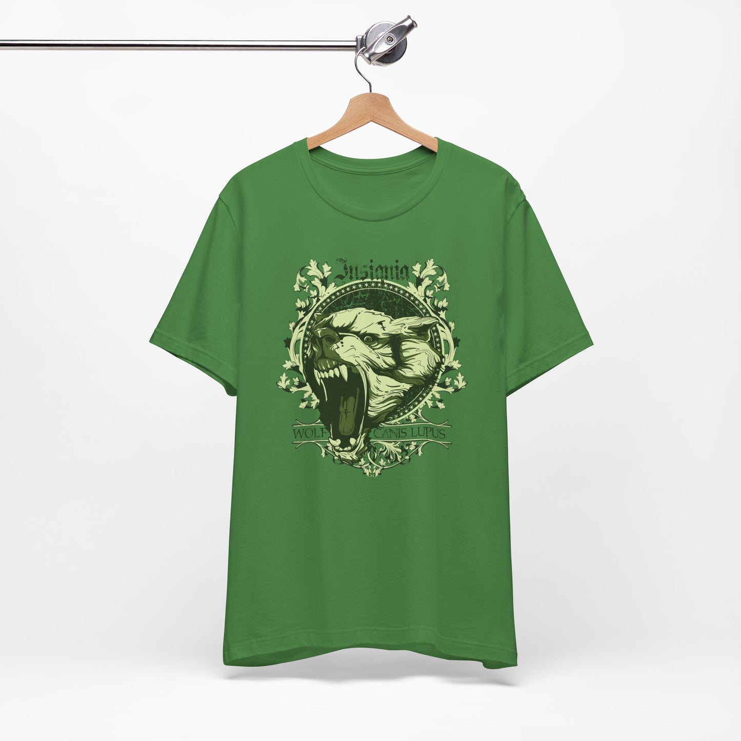 Howling Wolf Skull Tee Gothic Vintage Crest, Green Graphic Shirt Art-54