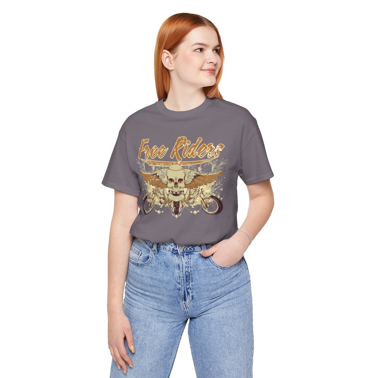Free Riders Skull Motorcycle Tee Biker Graphic Art Design T-Shirt A-1