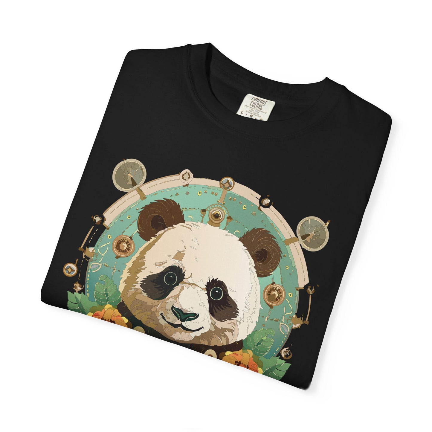 Panda Portrait T-Shirt Unisex Cotton Floral Chinese Graphic Circle Animal Art Tee p3