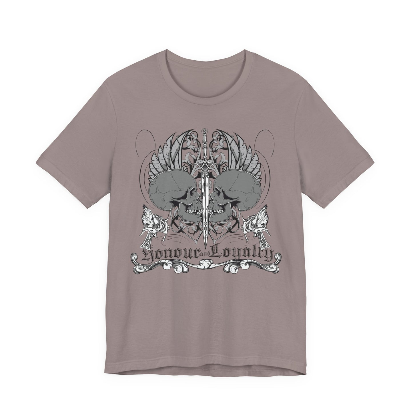 Honor Loyalty crest tee Gothic heraldry skulls wings emblem Art-48