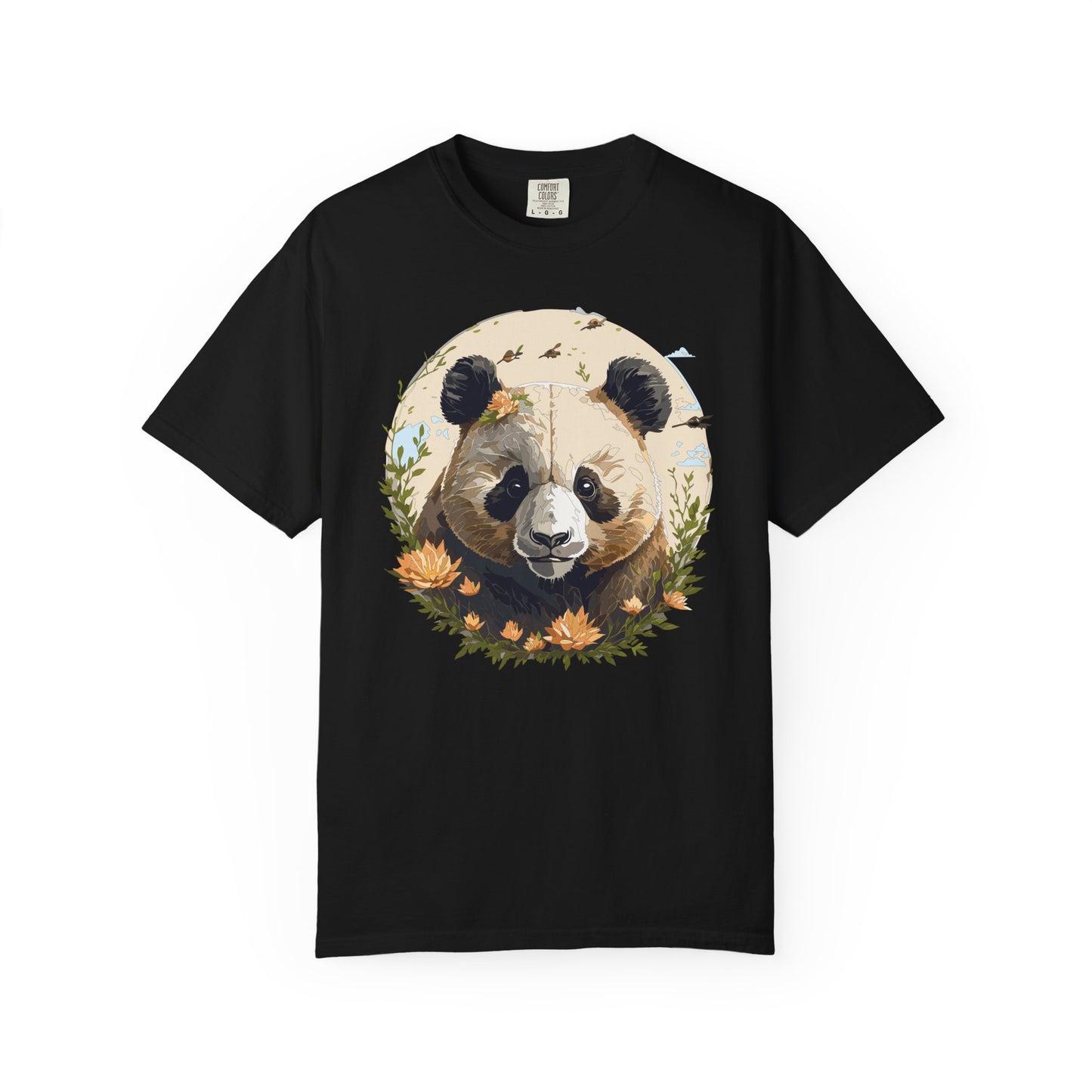 Panda Portrait T-Shirt Unisex Cotton Floral Meadow Circle Animal Art Tee p9