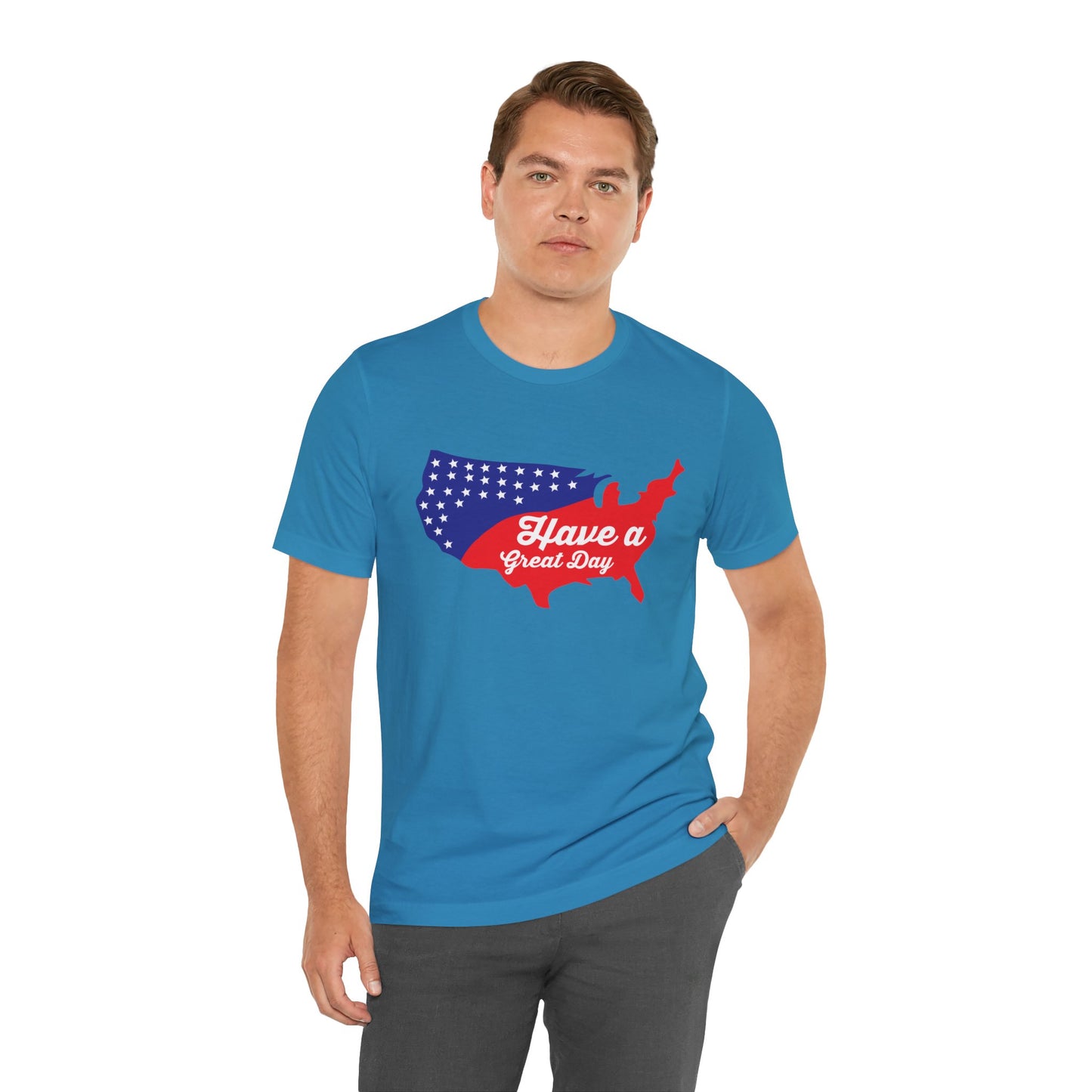 USA Map Patriotic Graphic Unisex Cotton T-Shirt 021