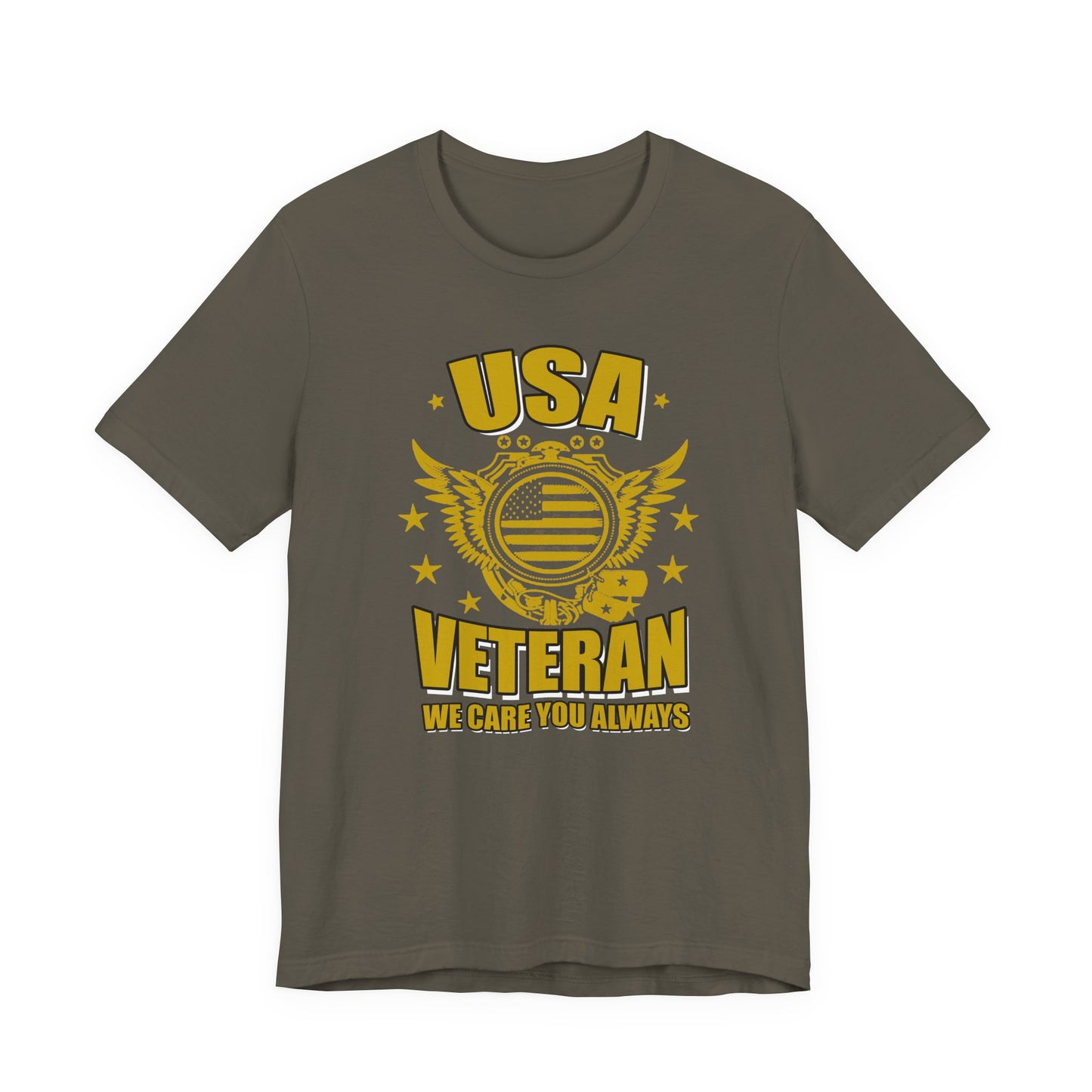 USA Veteran T-Shirt Military Emblem Winged Badge Stars Unisex Cotton v59