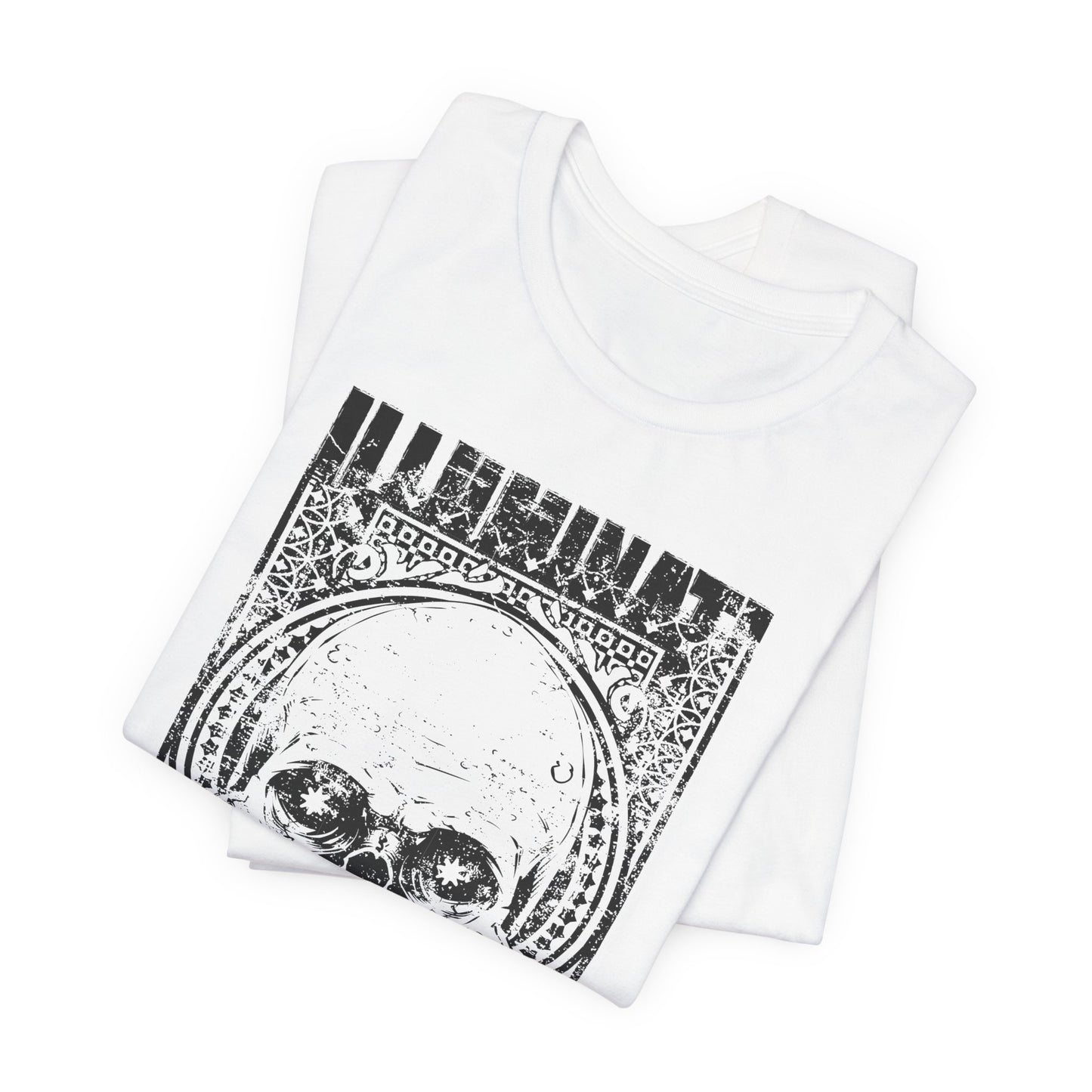 Skull Circle Graphic T-Shirt Vintage Etching Illustration Art Design Tee A-9